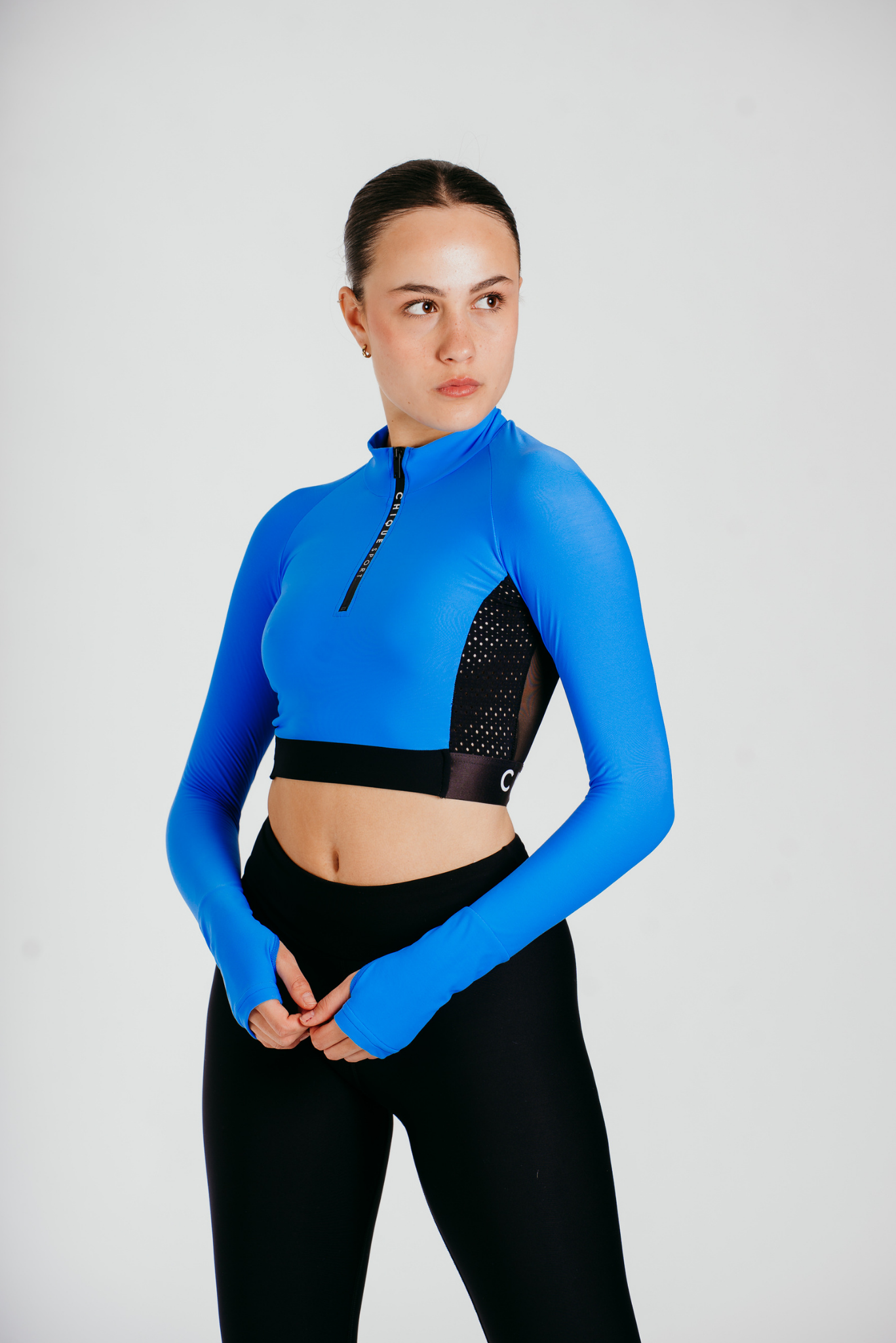 Ignite Long-Sleeve Crop Top in Azure
