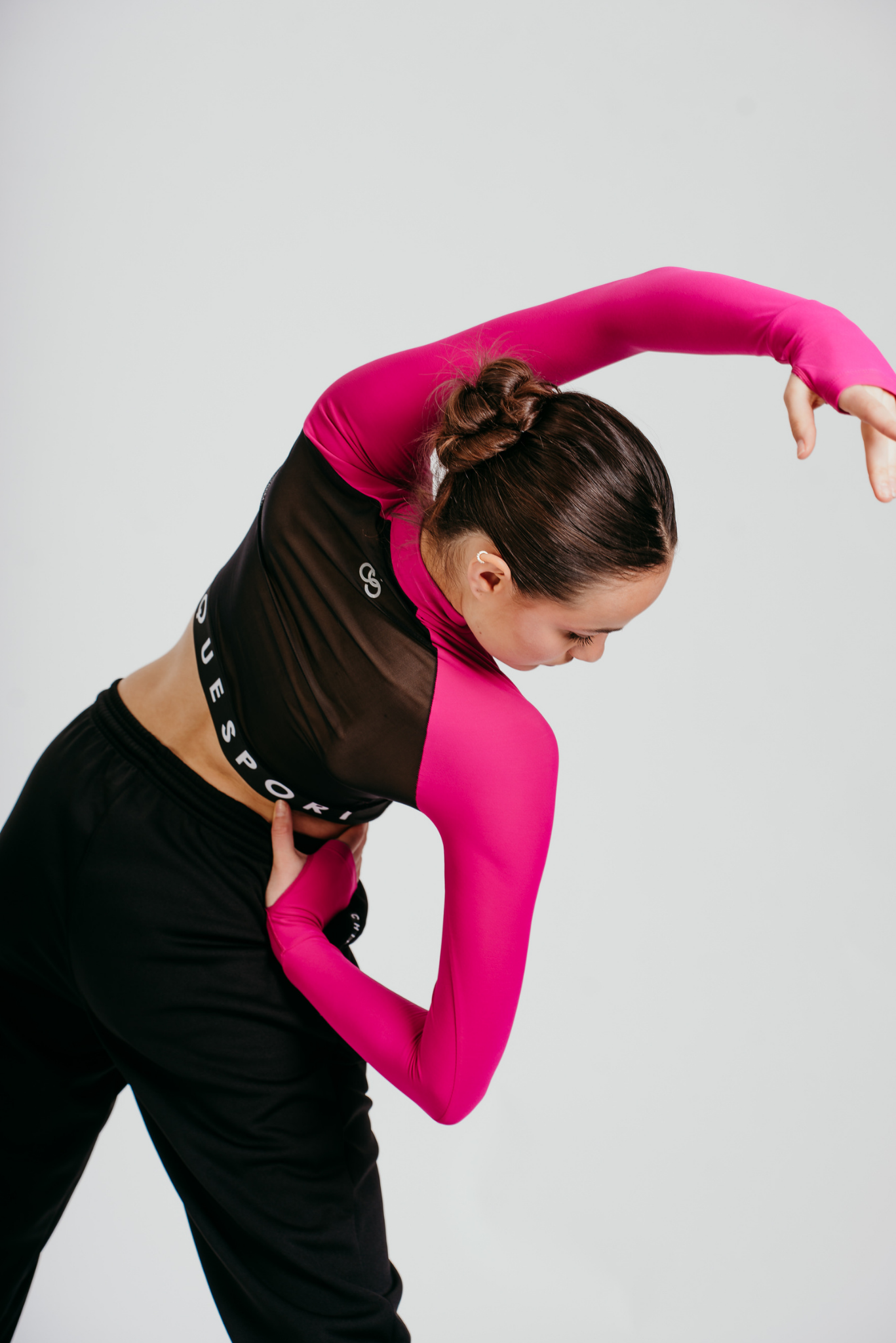 Ignite Haut court à manches longues en Fuchsia