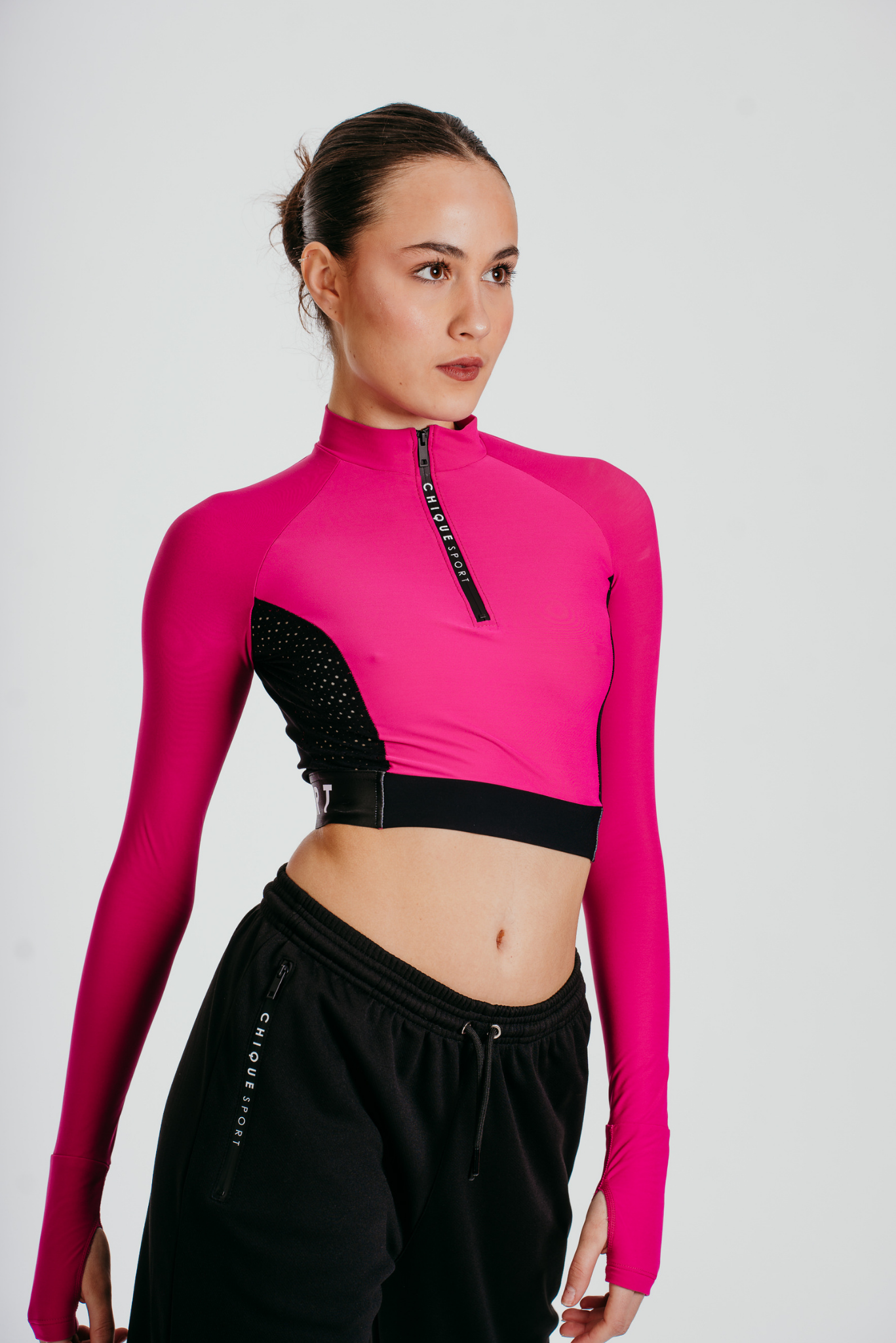 Ignite Haut court à manches longues en Fuchsia