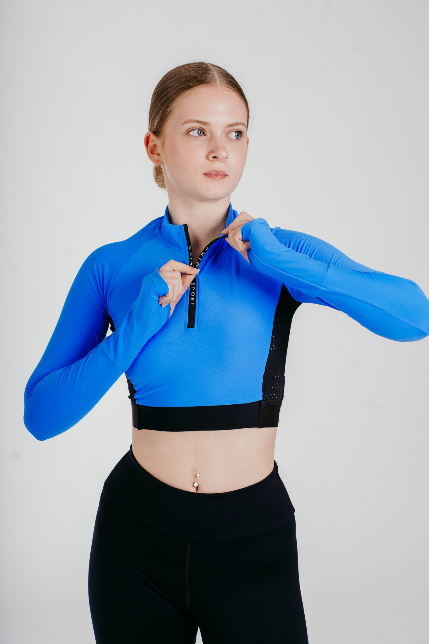 Ignite Long-Sleeve Crop Top in Azure