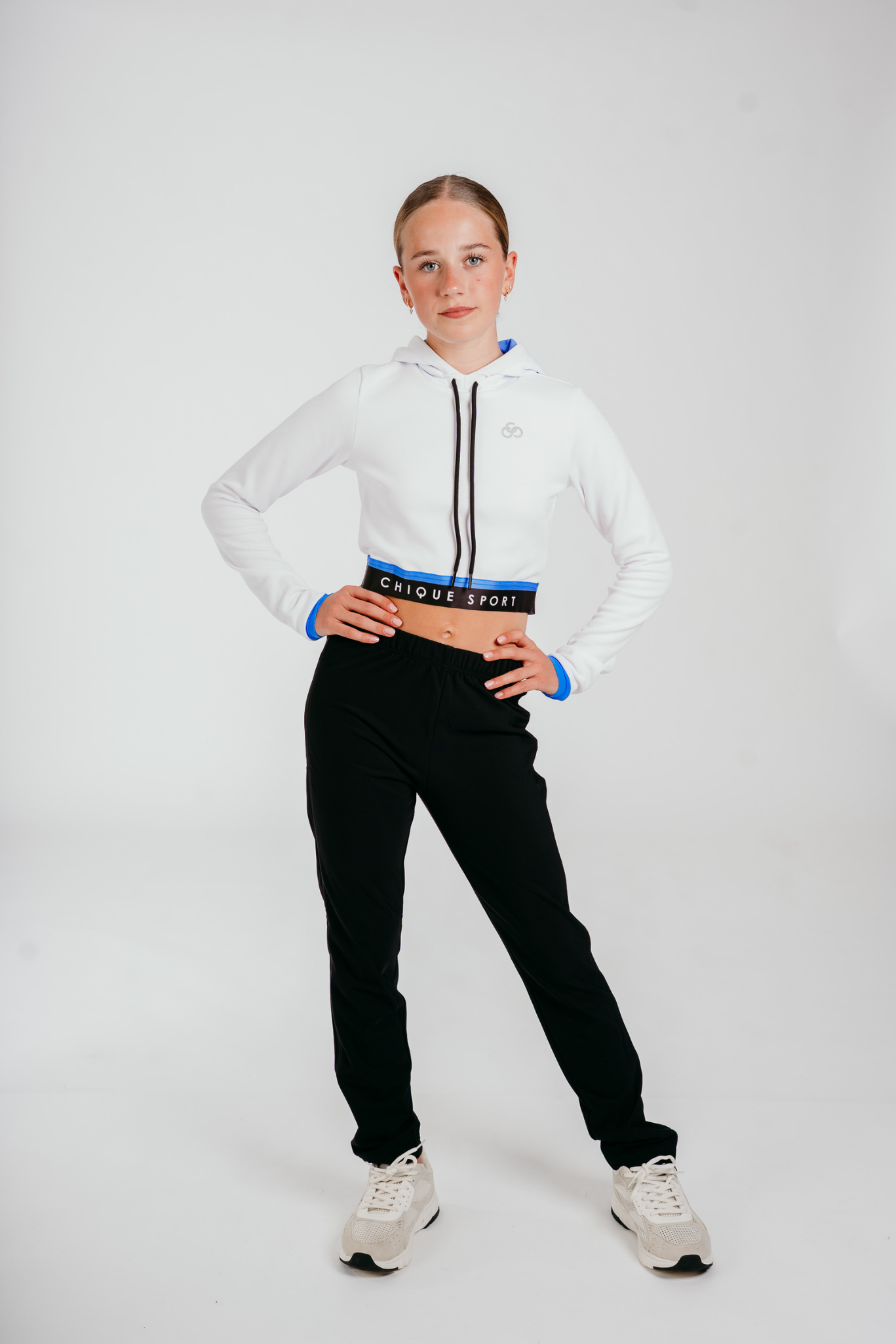 Fearless Crop Hoodie in White and Azure