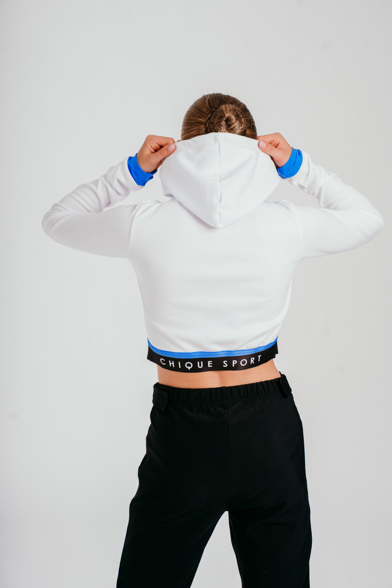 Fearless Crop Hoodie in White and Azure