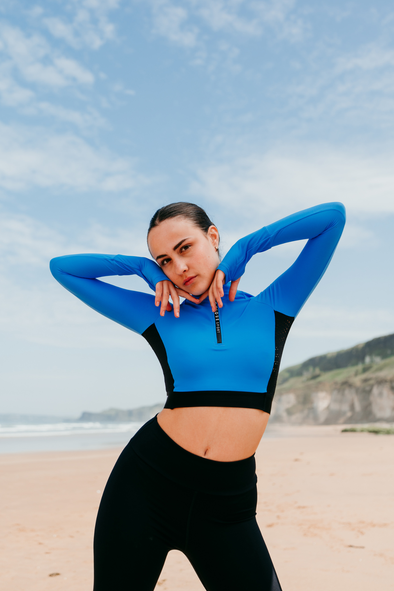 Ignite Long-Sleeve Crop Top in Azure