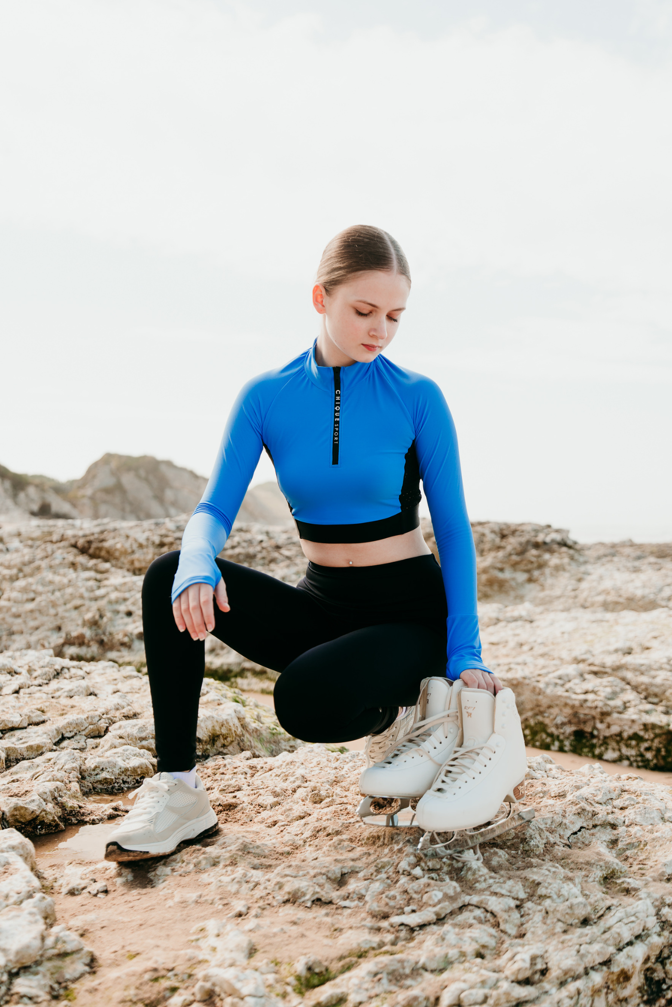 Ignite Long-Sleeve Crop Top in Azure