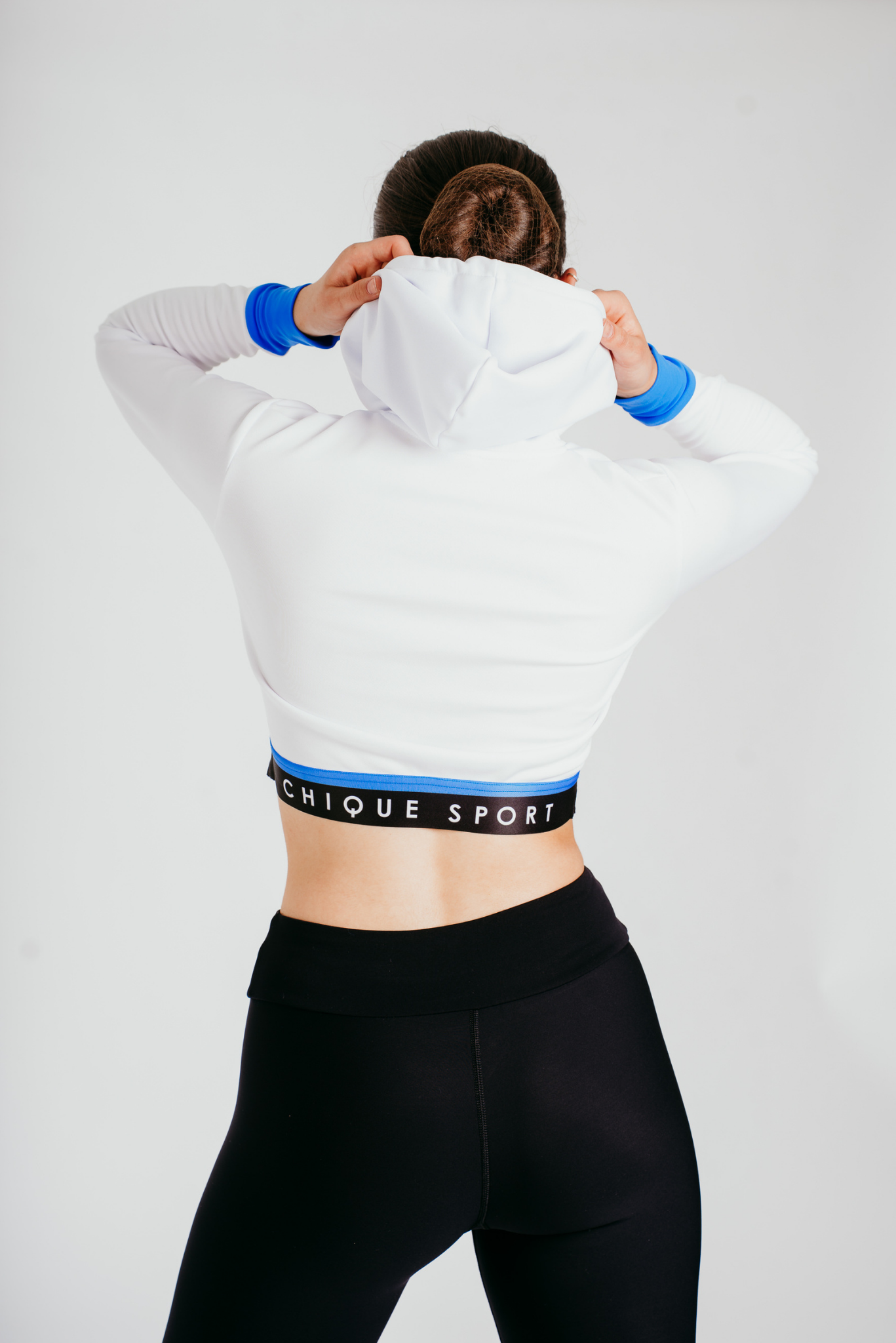 Fearless Crop Hoodie in White and Azure