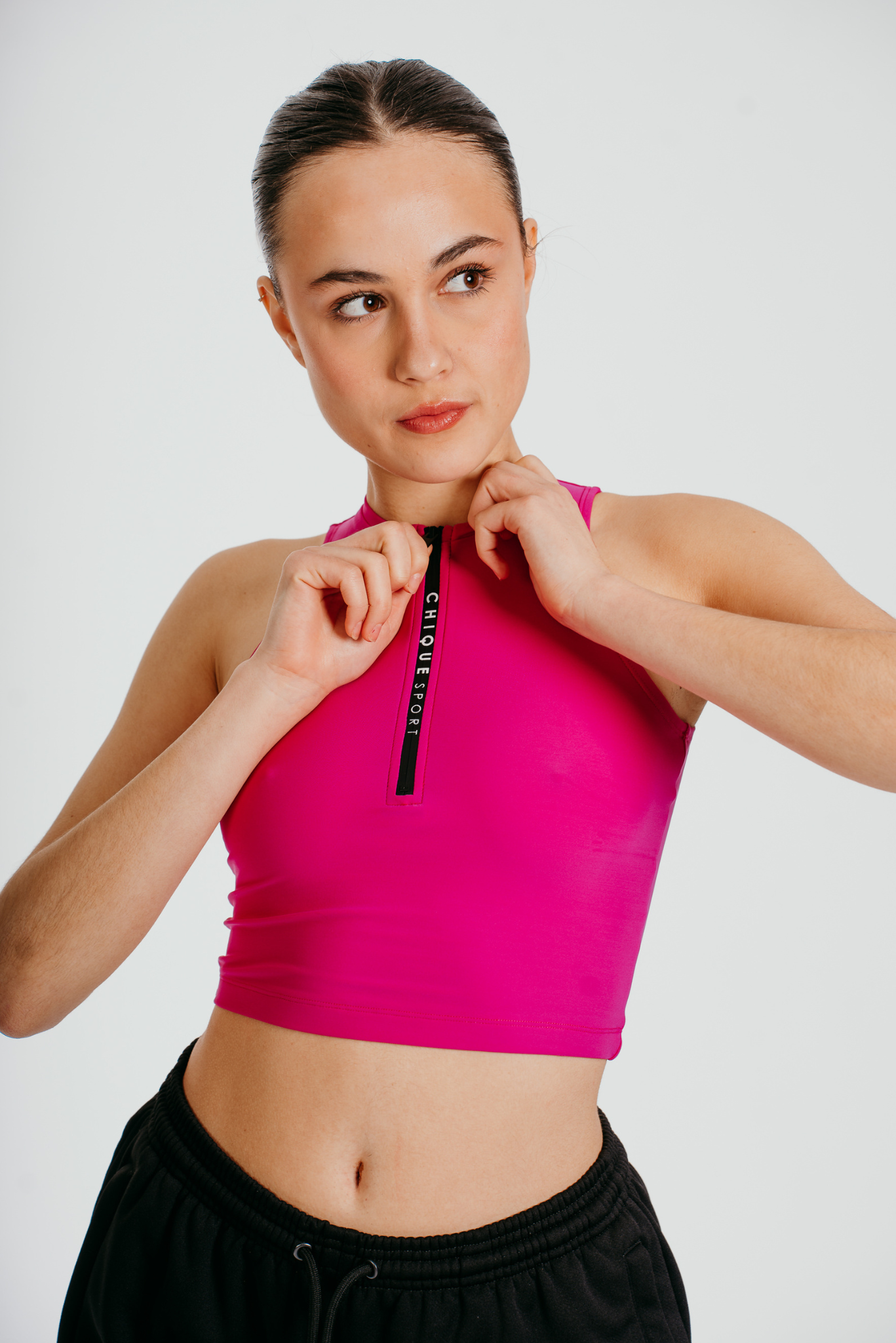 Women's Figure Skating Iconic Crop Top in Fuchsia Chique Sport