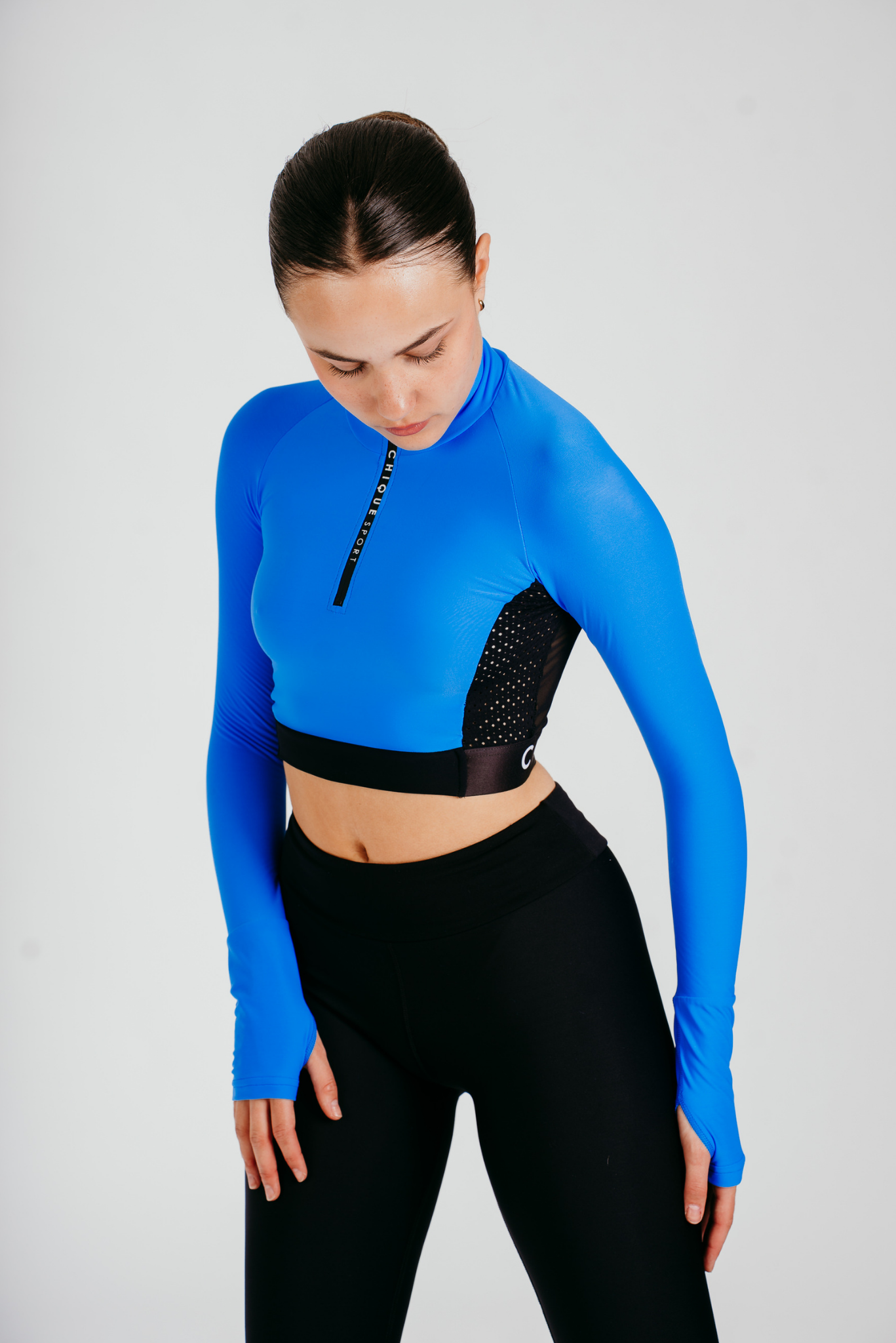 Ignite Long-Sleeve Crop Top in Azure