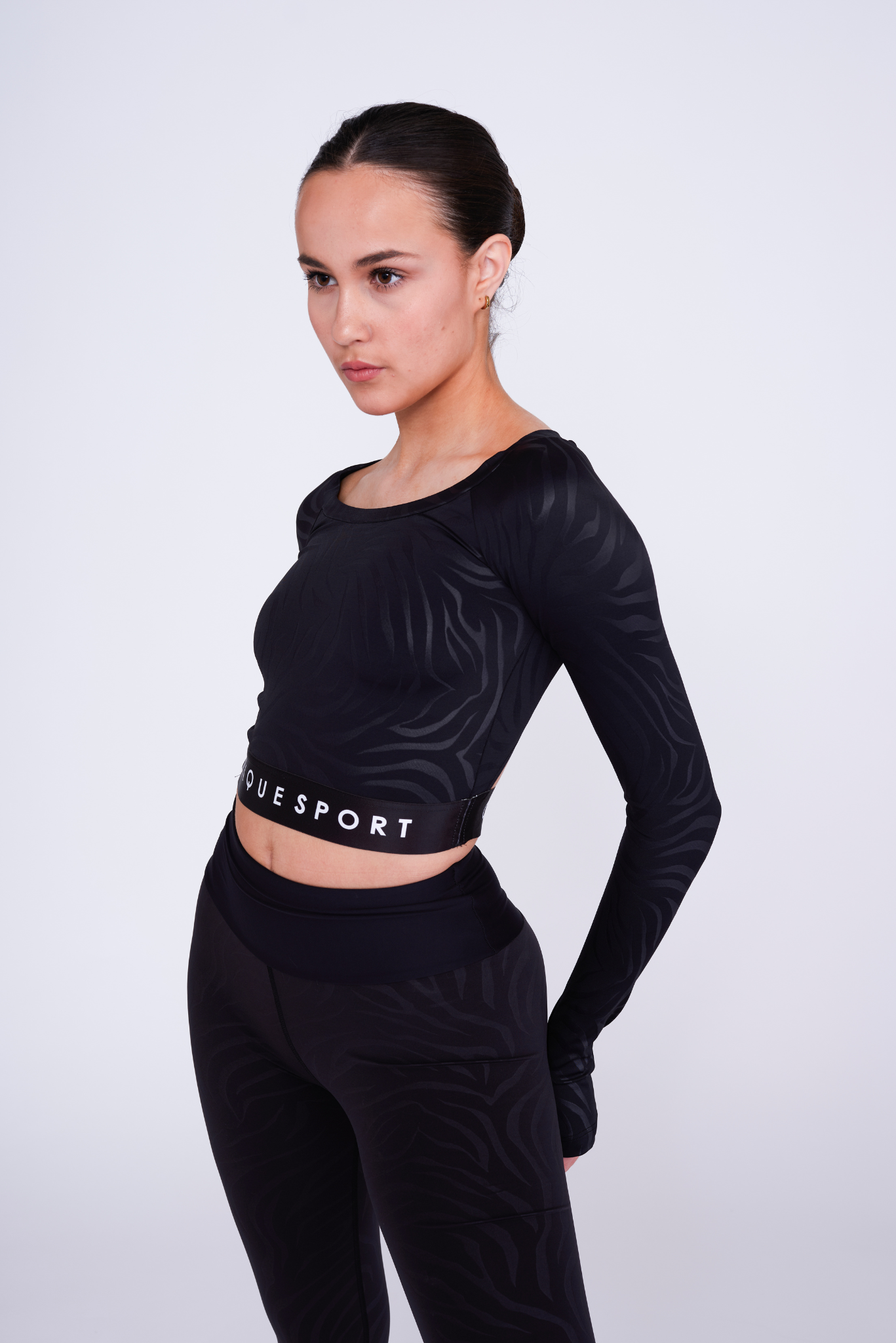 Empower Langarm-Crop-Top in Zebra