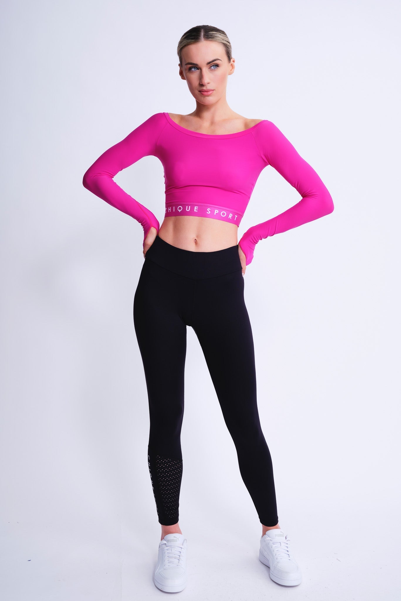 Empower Crop à manches longues en Fuchsia