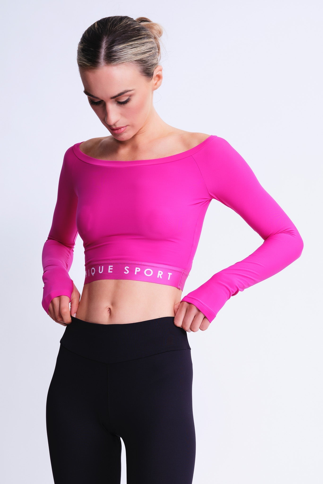 Empower Long-Sleeve Crop in Fuchsia