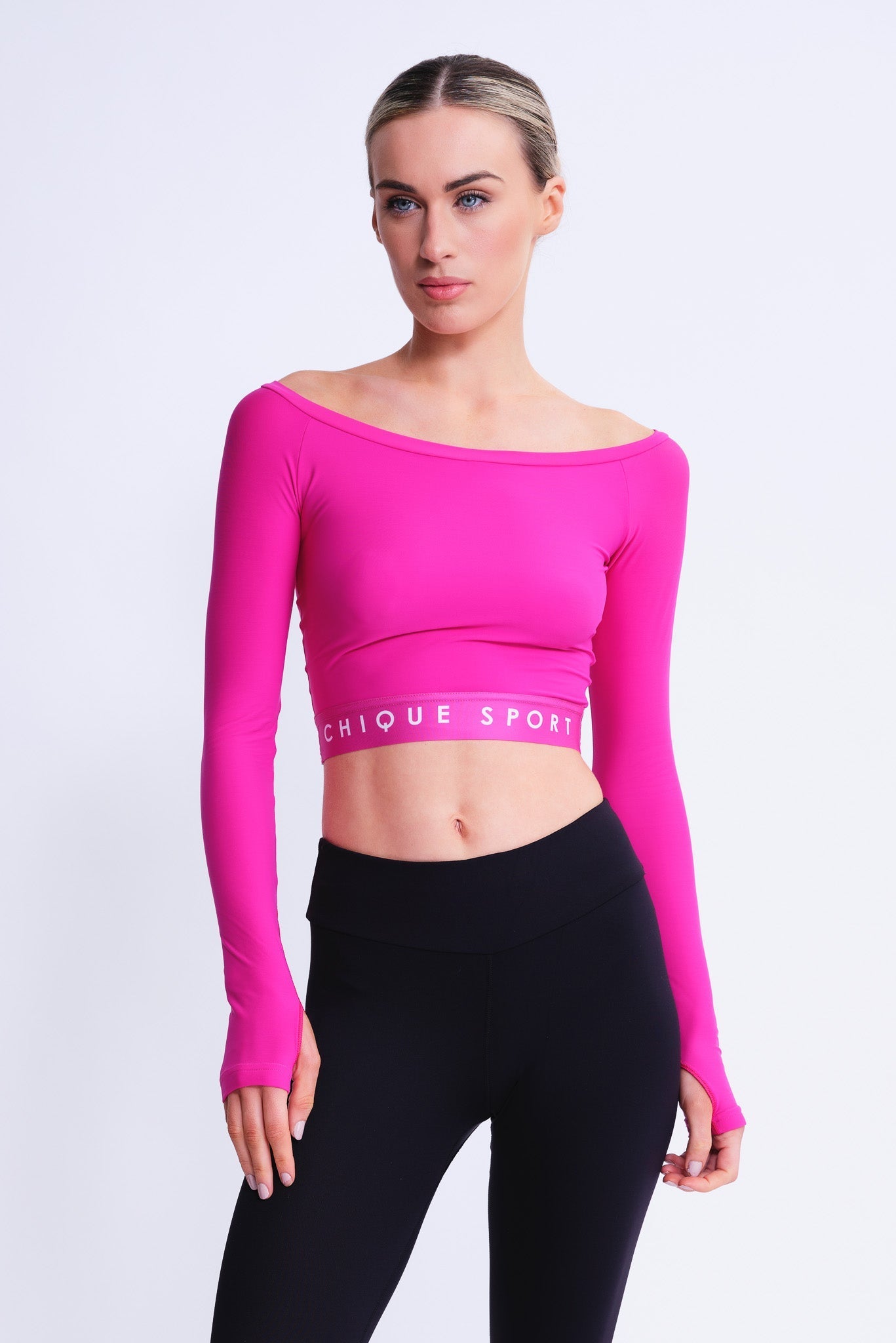 Empower Crop à manches longues en Fuchsia