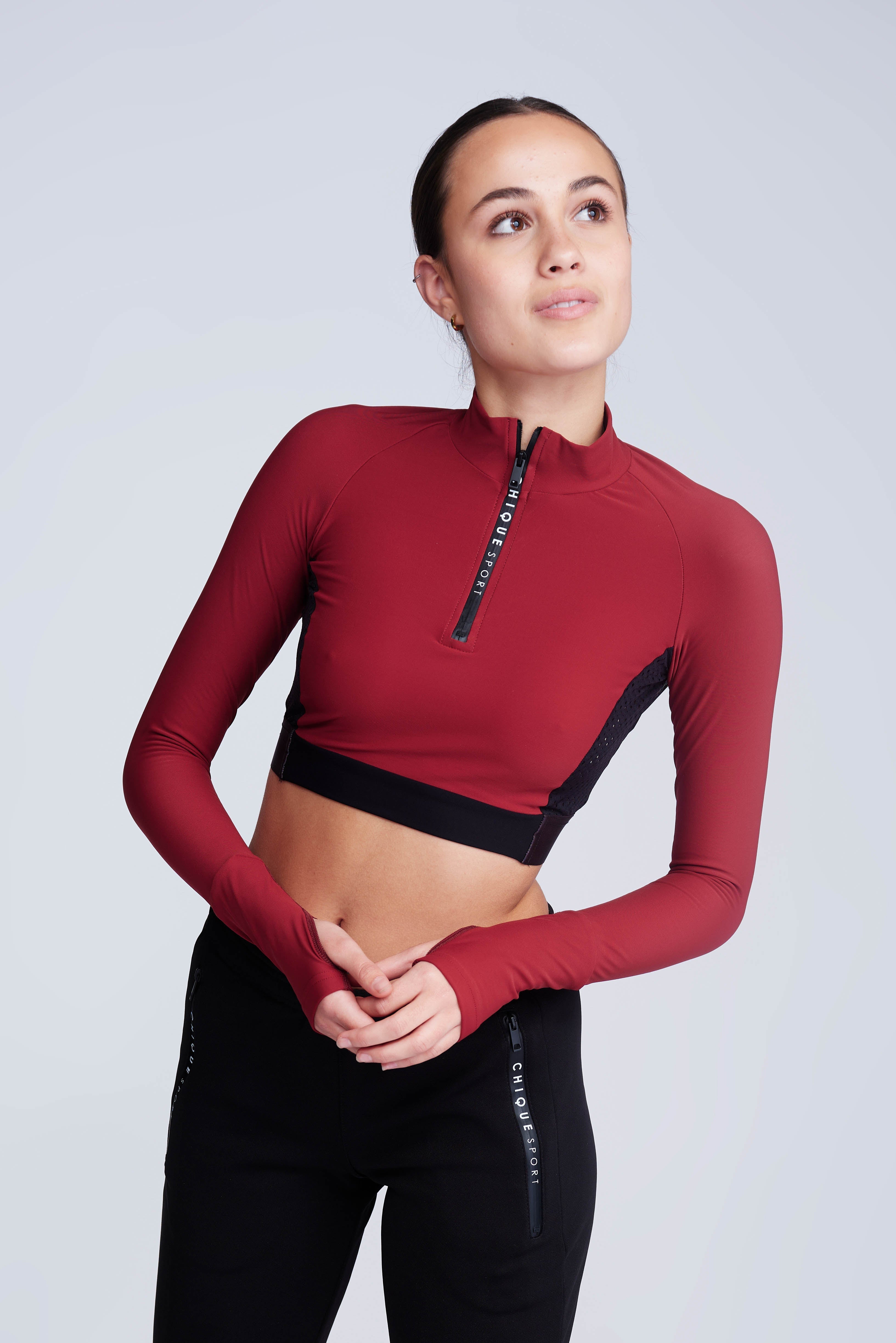 Ignite Long-Sleeve Crop Top in Spice