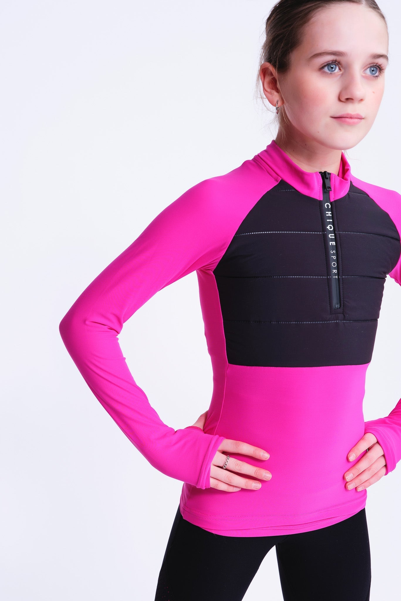 Empower Haut à demi-zip rembourré en Fuchsia