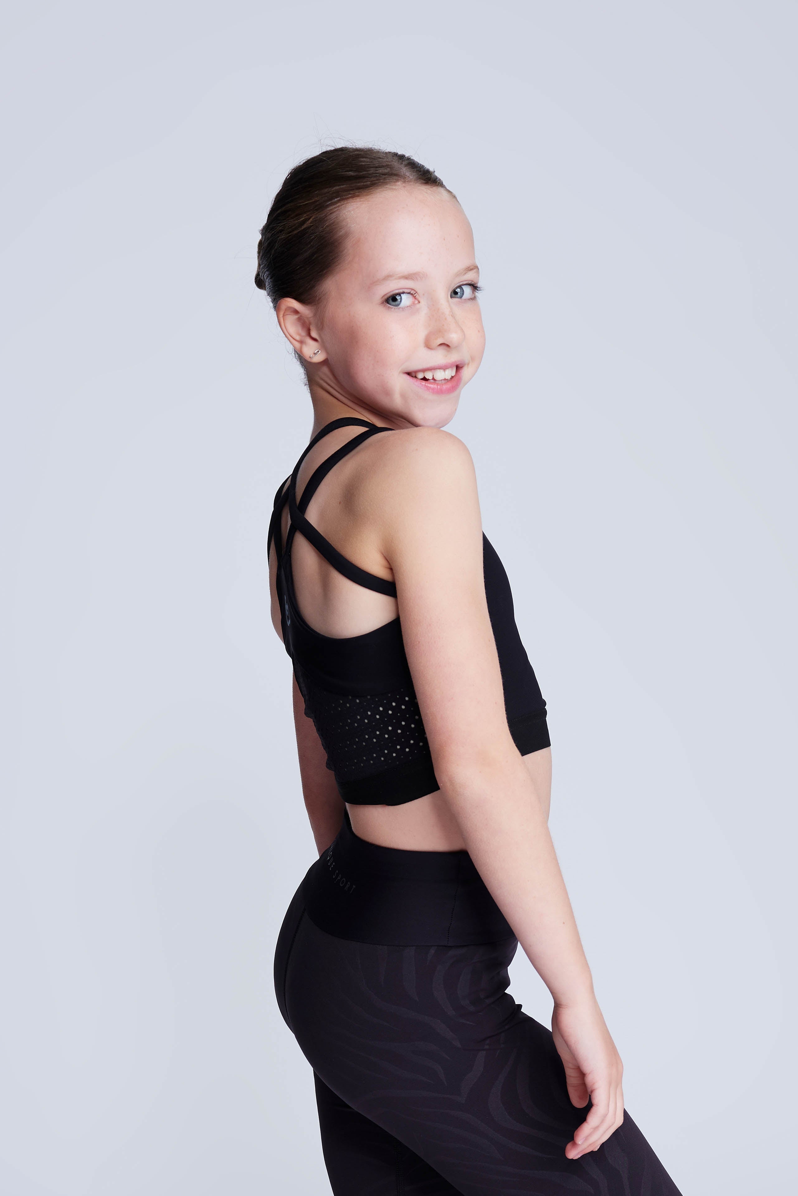 Girl's Figure Skating Ignite Sports Bra in Black