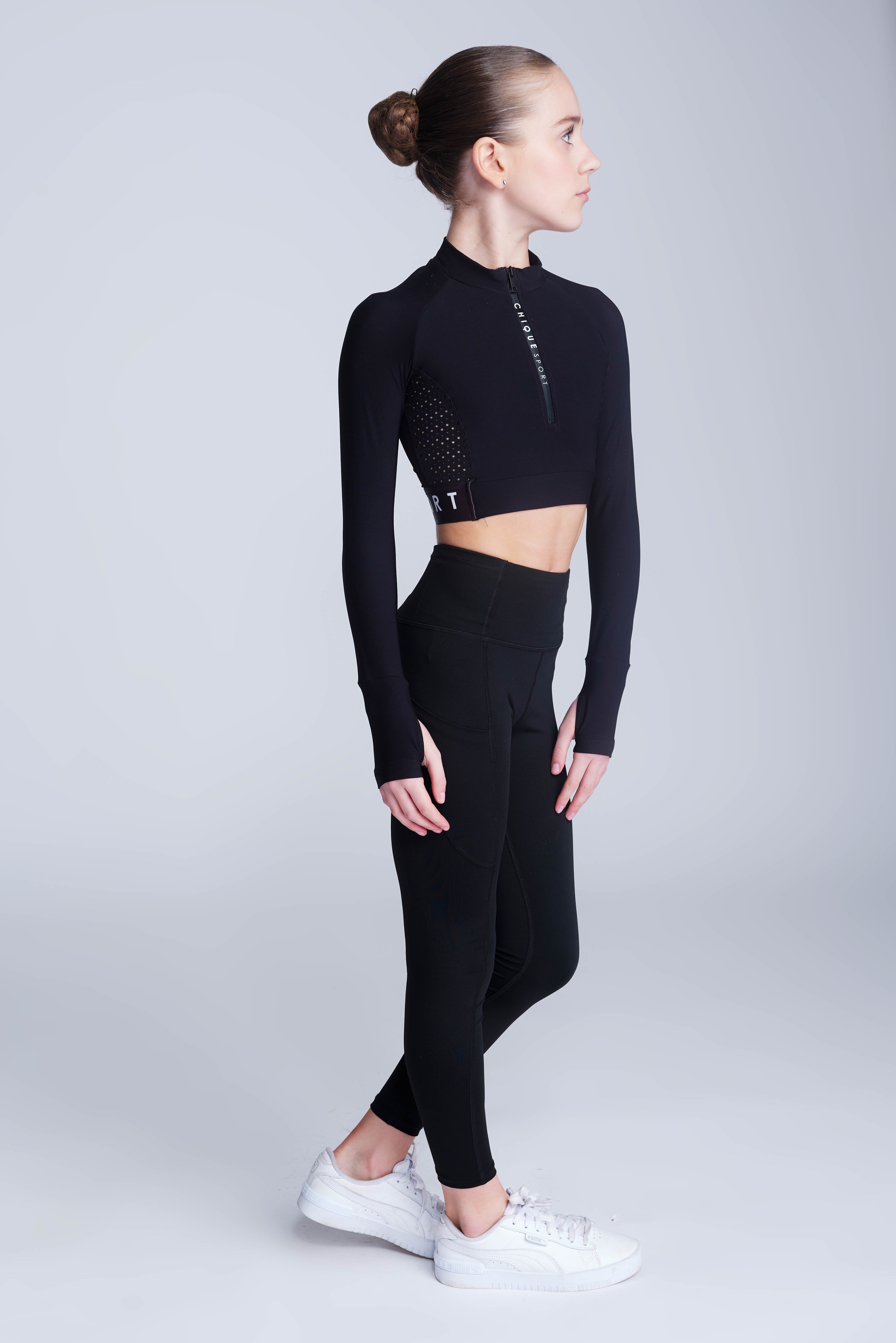 Ignite Lange Mouwen Crop in Zwart