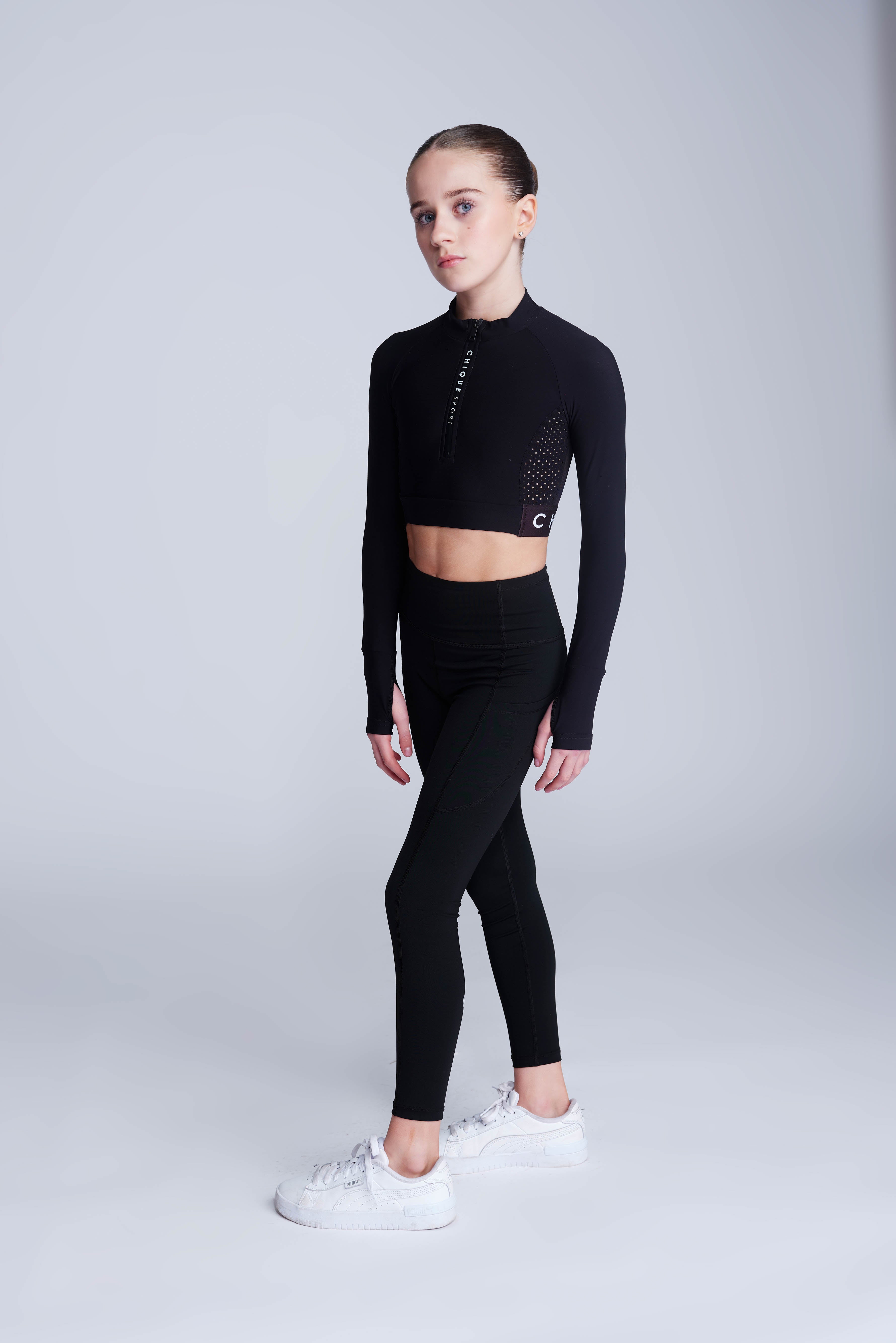 Ignite Lange Mouwen Crop in Zwart