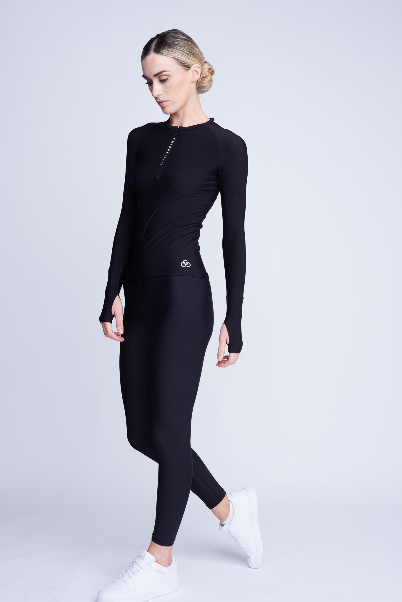 Iconic Half-Zip Top in Zwart