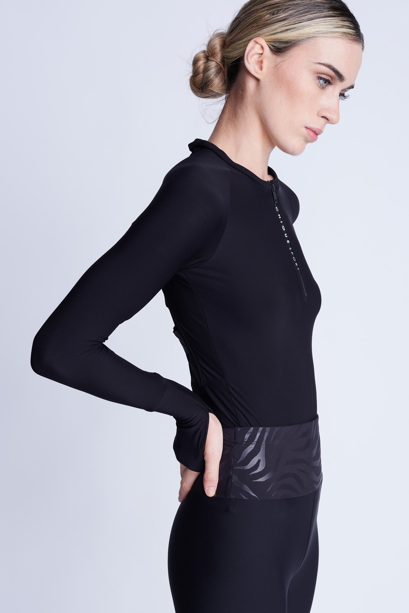 Iconic Half-Zip Top in Zwart