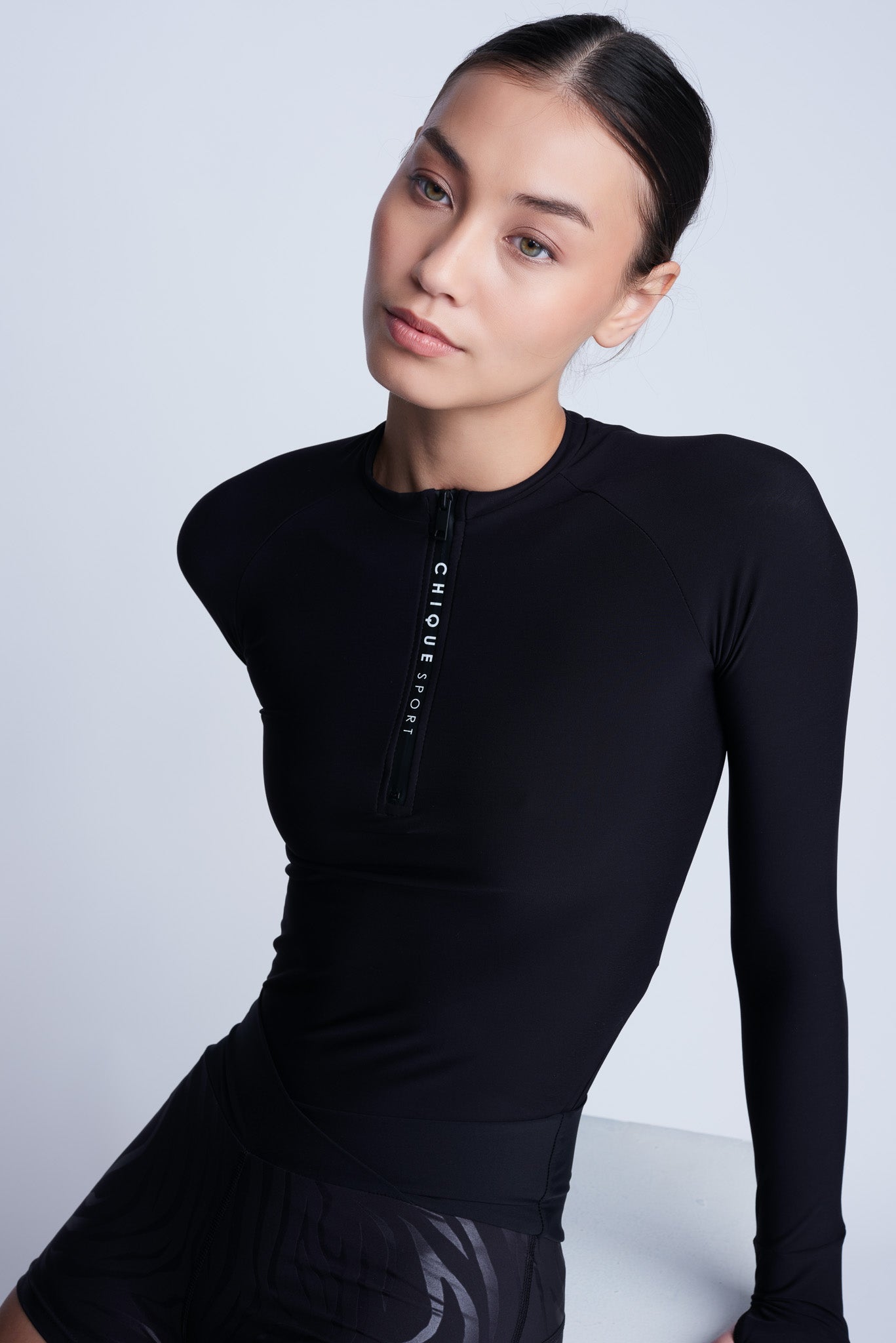 Iconic Half-Zip Top in Zwart