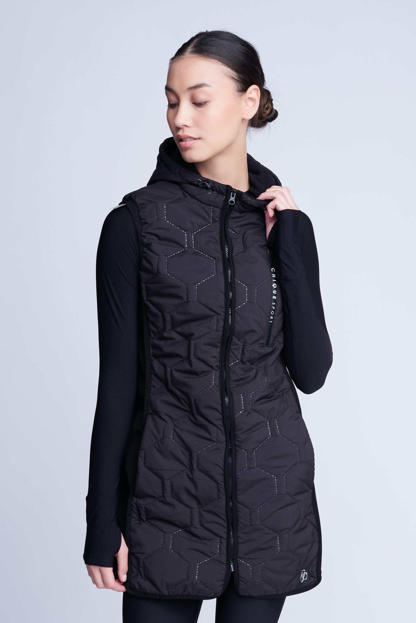 Iconic Long Bodywarmer in Black