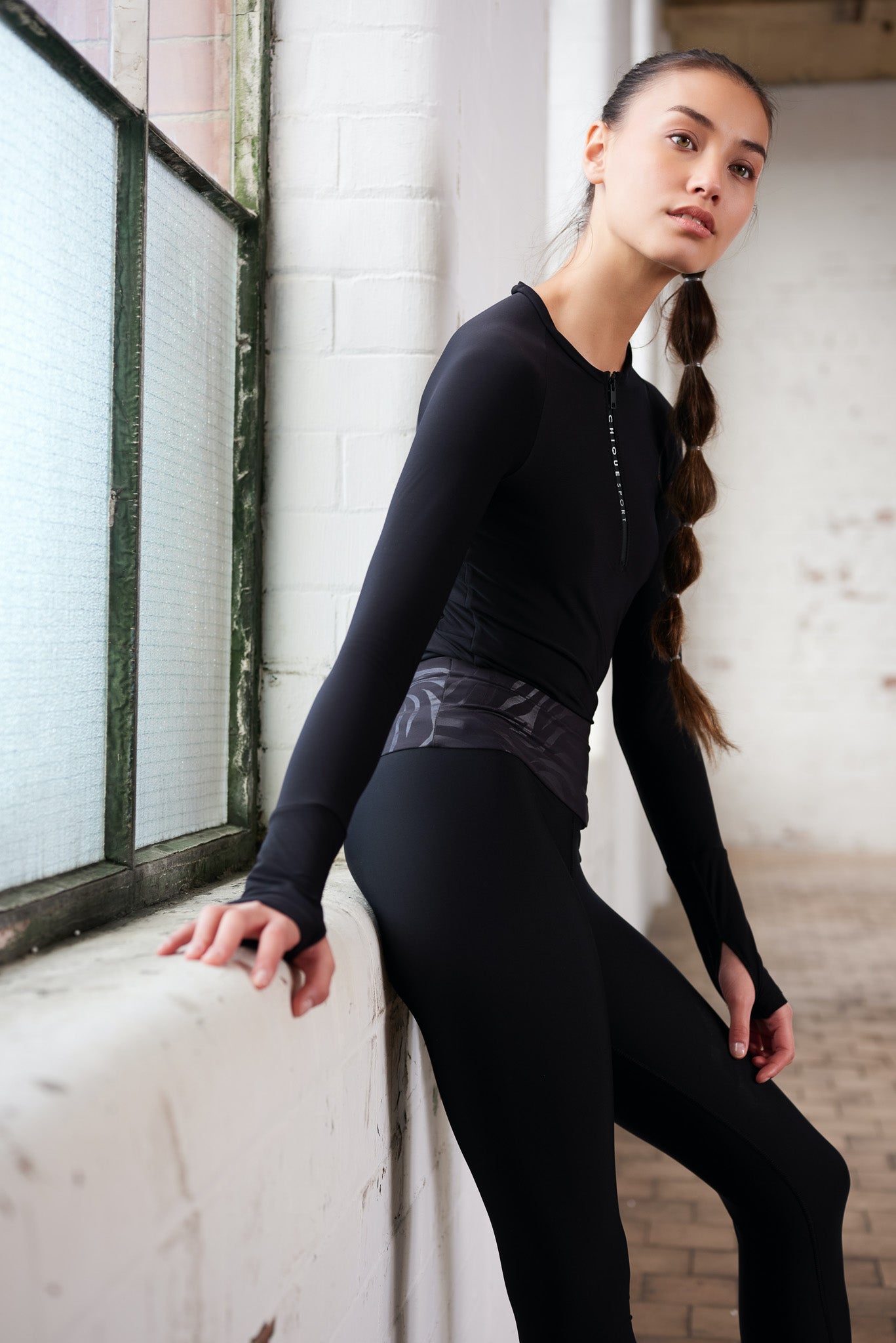Iconic Half-Zip Top in Zwart