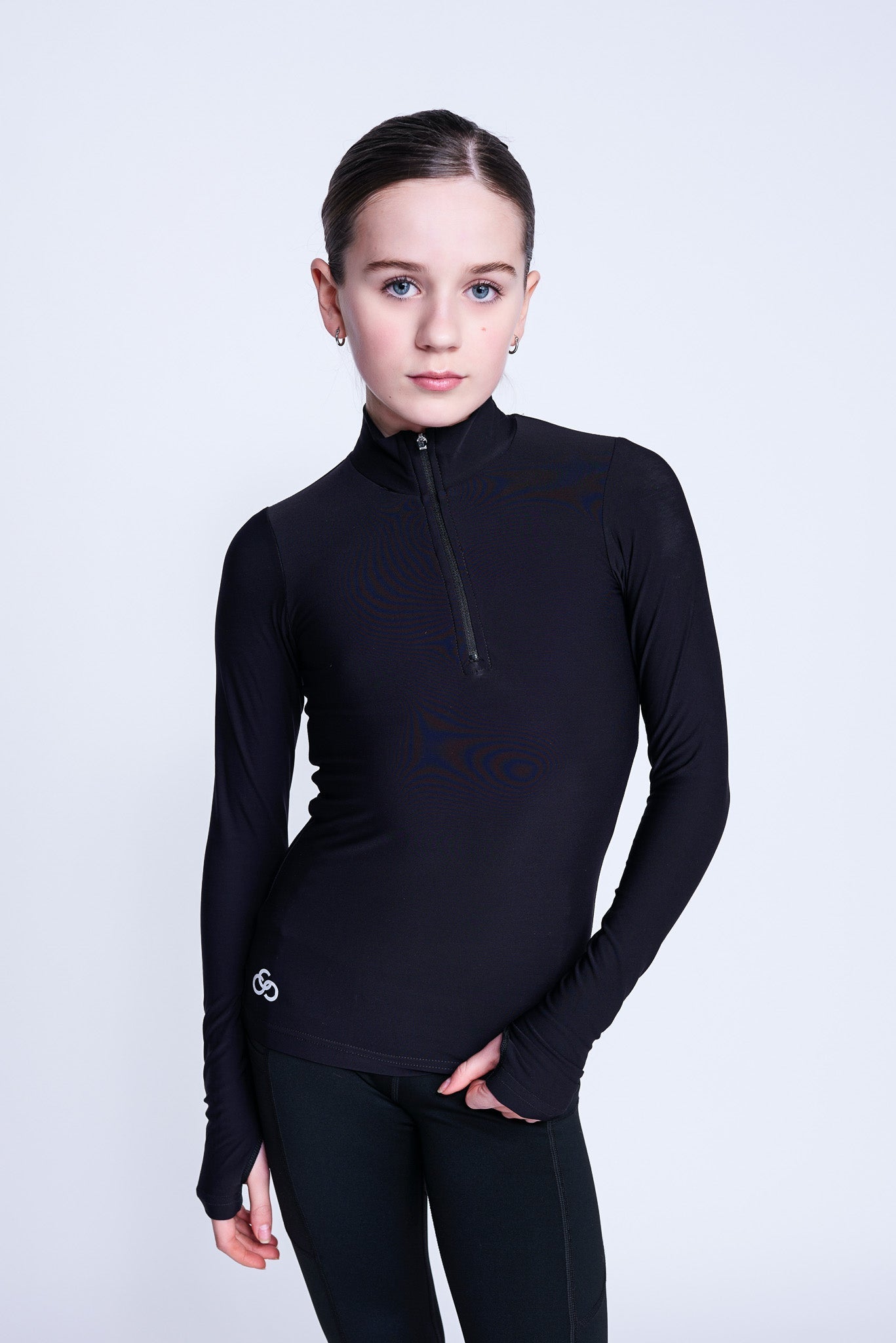 Desire Half-Zip Top in Schwarz