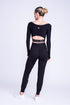Empower Langarm-Crop-Top in Schwarz