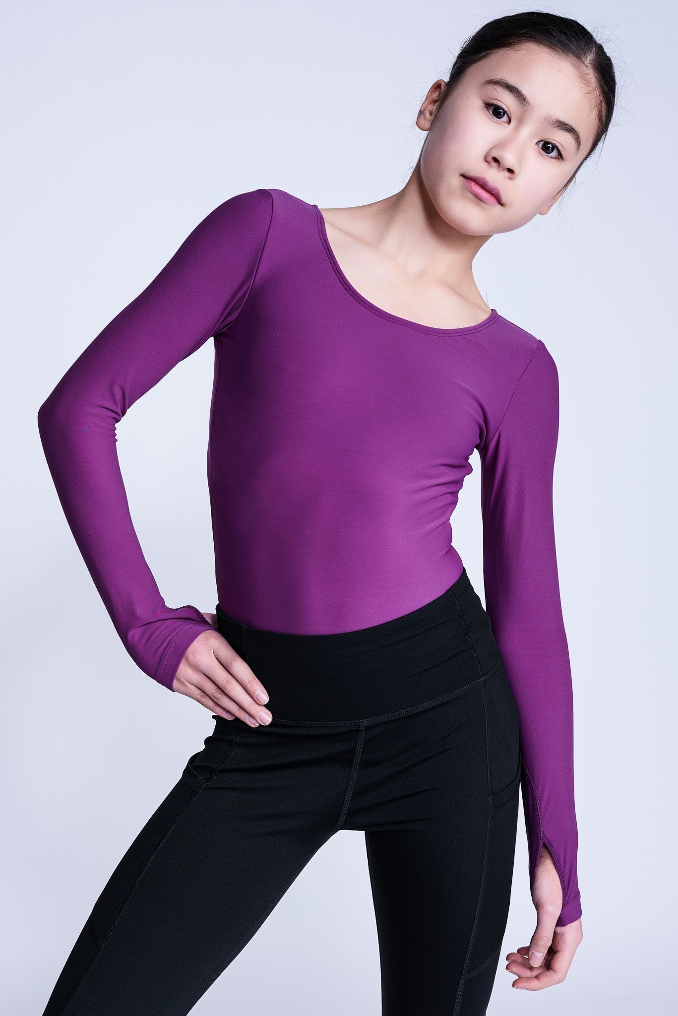 Empower Long-Sleeve Leotard in Berry