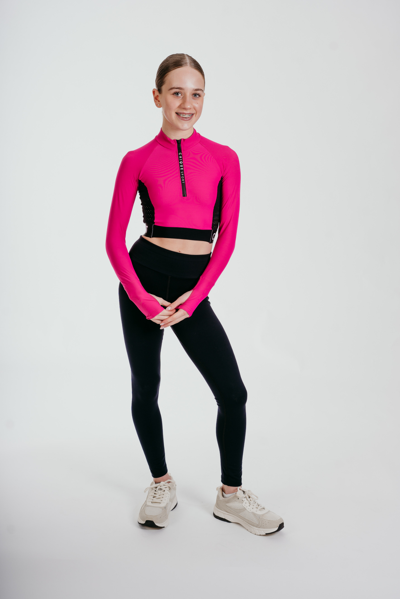 Ignite Long-Sleeve Crop in Fuchsia