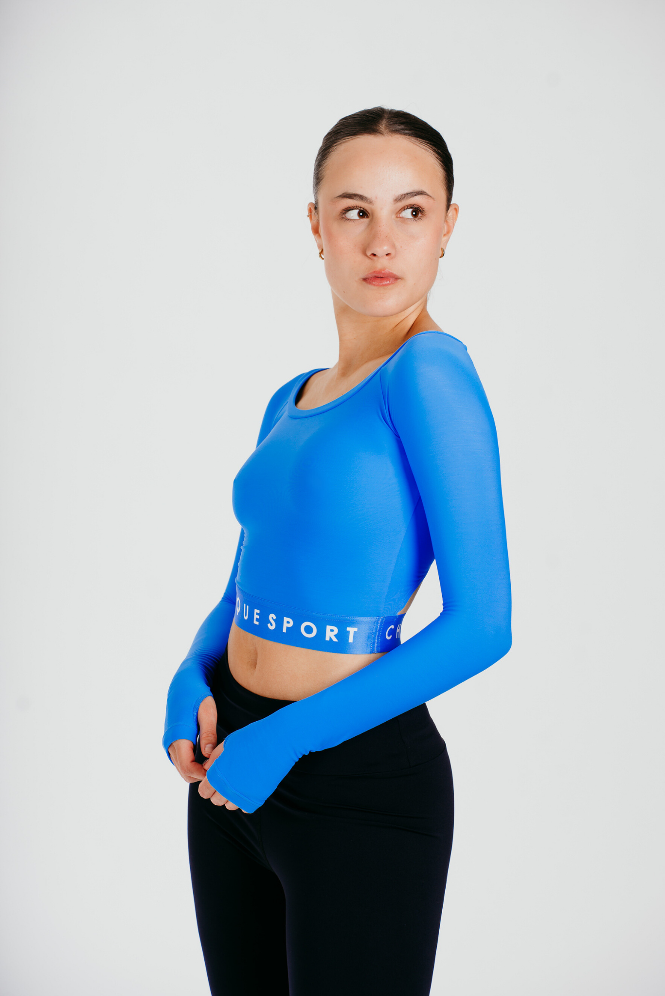 Empower Long-Sleeve Crop Top in Azure