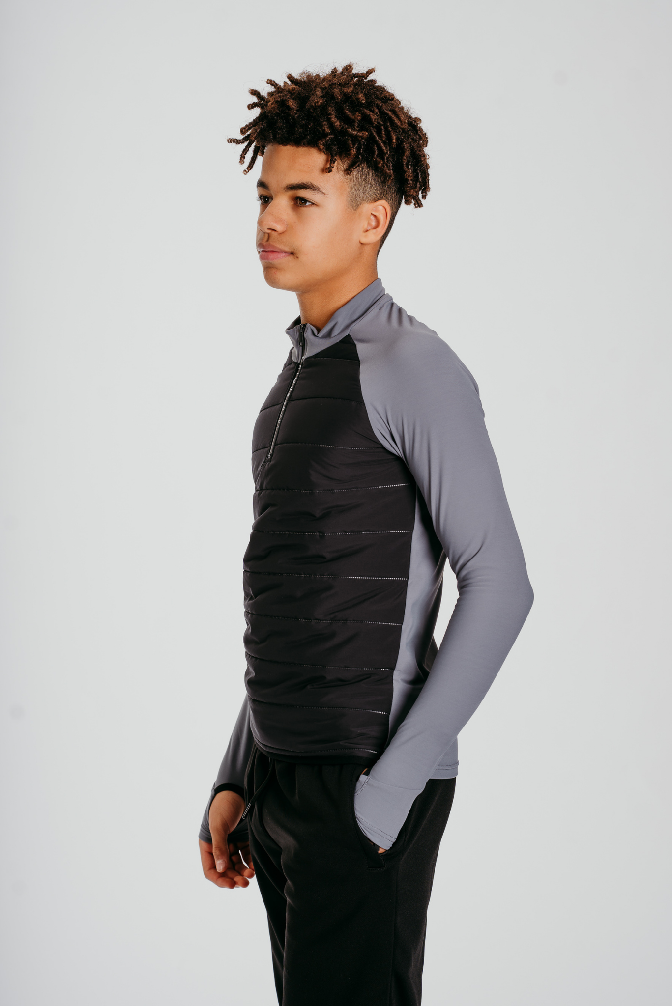 Empower Padded Half-zip Top Boys in Ash