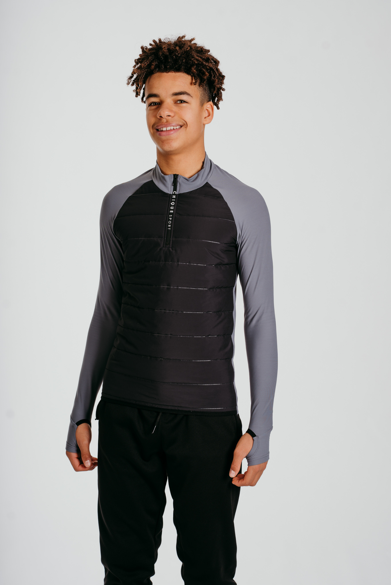 Empower Padded Half-zip Top Boys in Ash