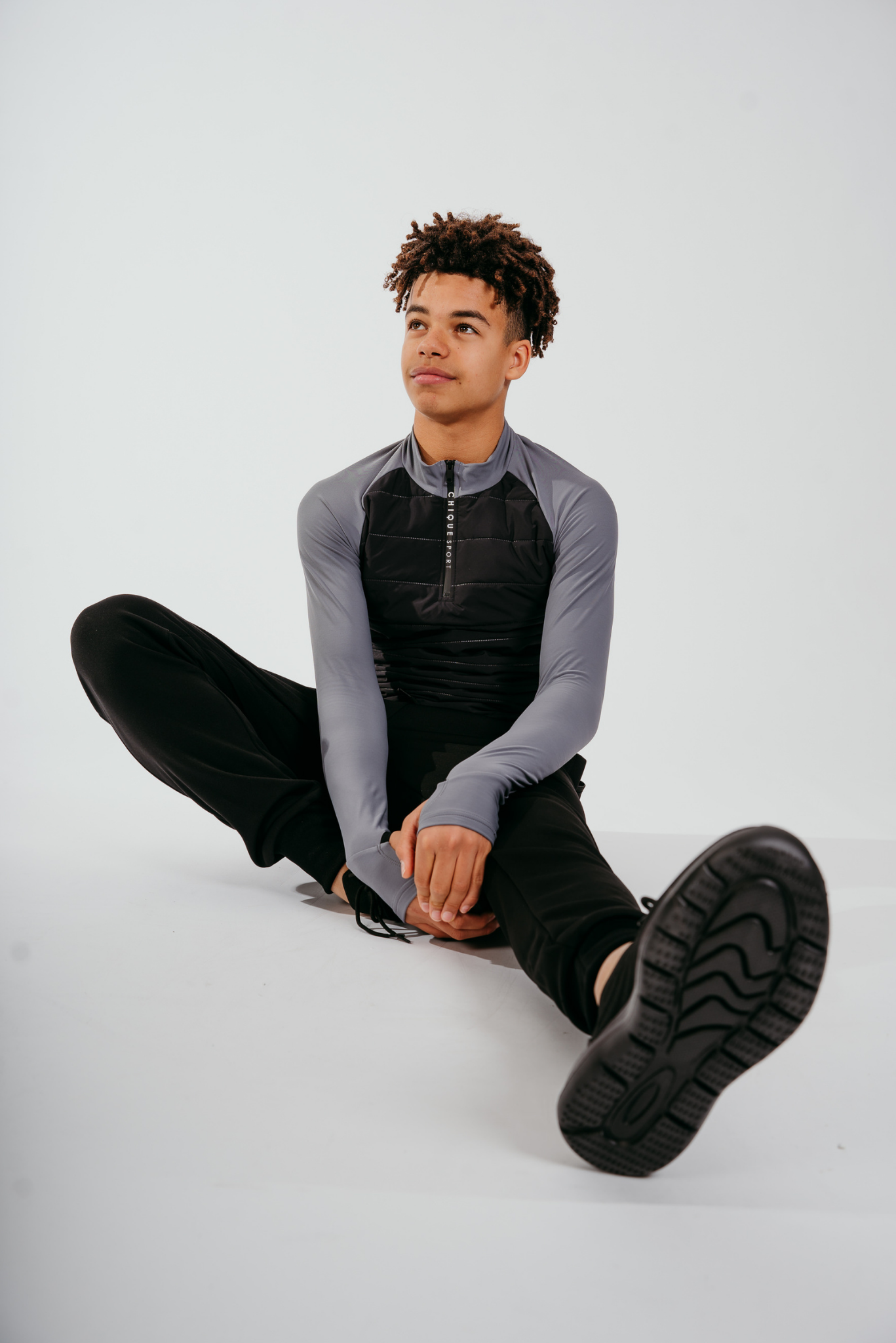 Empower Padded Half-zip Top Boys in Ash