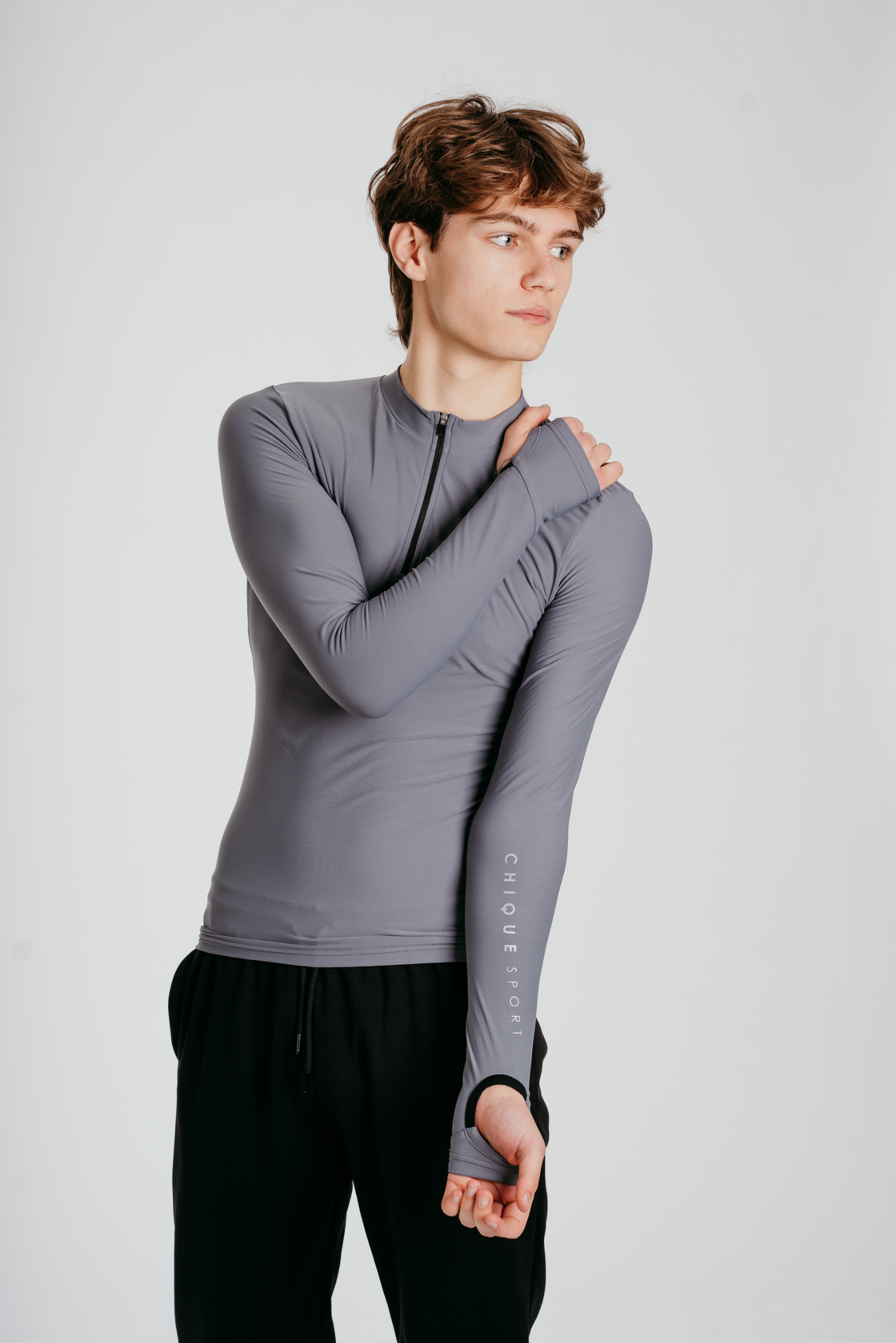 Power Half-Zip Top in Ash