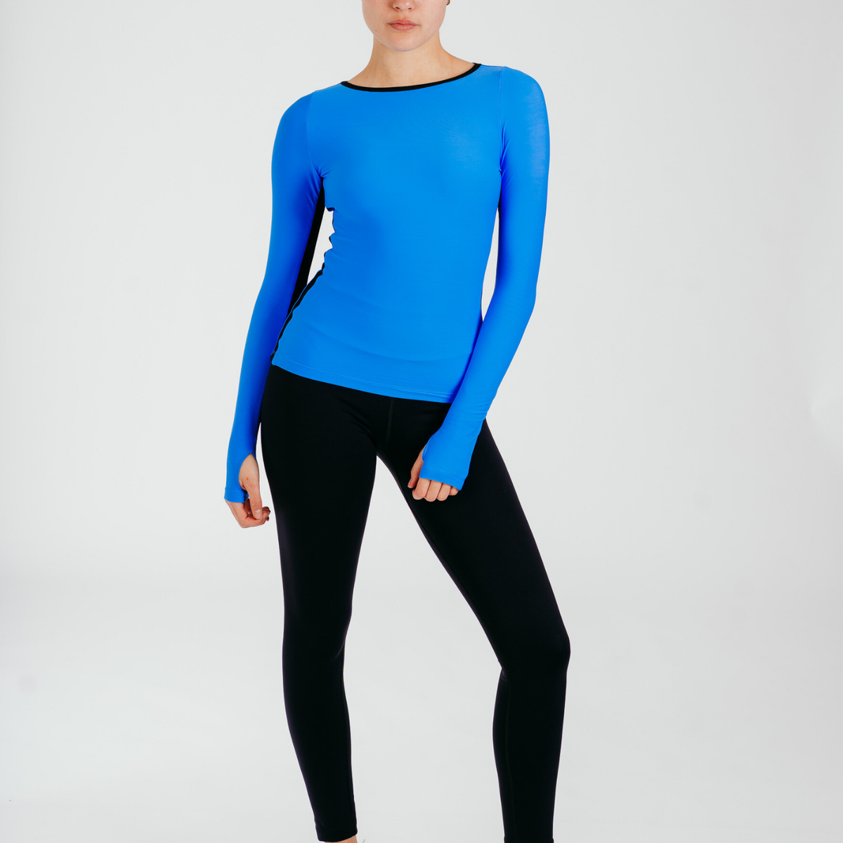 Figure Skating Phoenix Long Sleeve Top in Azure | Chique Sport