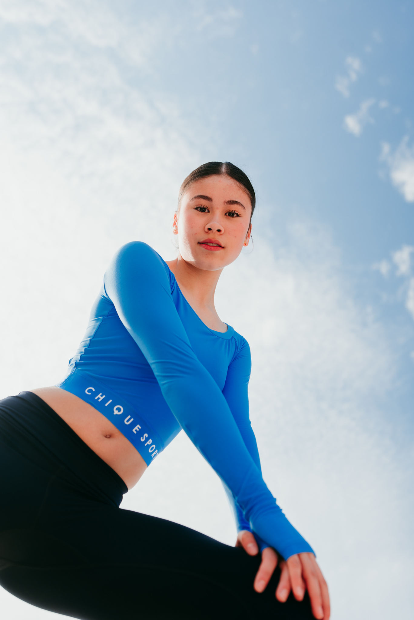 Empower Long-Sleeve Crop in Azure