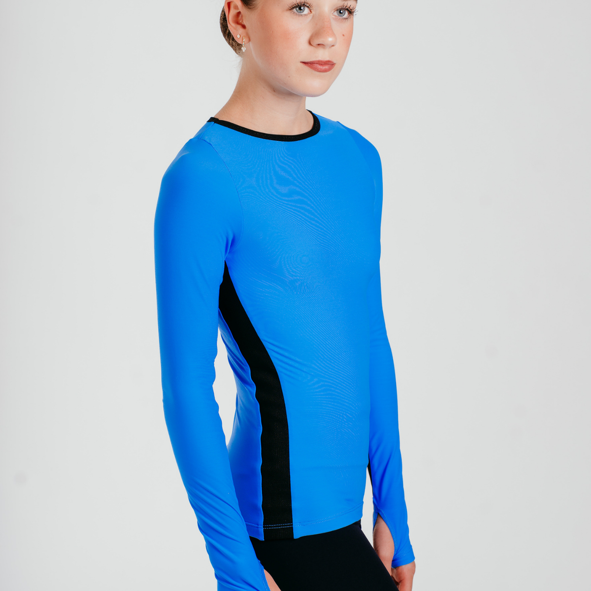 Girl's Figure Skating Phoenix Long Sleeve Top in Azure | Chique Sport