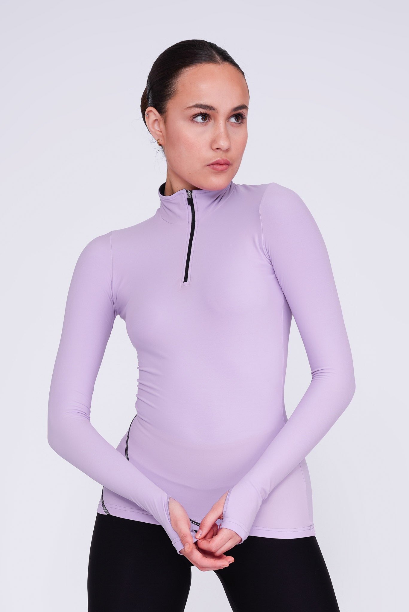 Women's Figure Skating Training Half-Zip Top in Amethyst