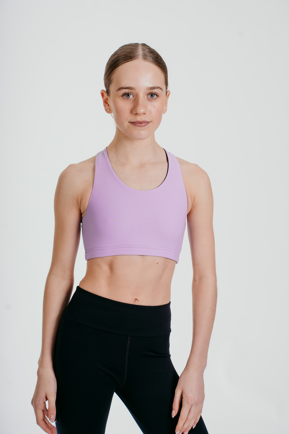 Girl's Figure Skating Scoop Neck Sports Bra in Amethyst | Chique Sport