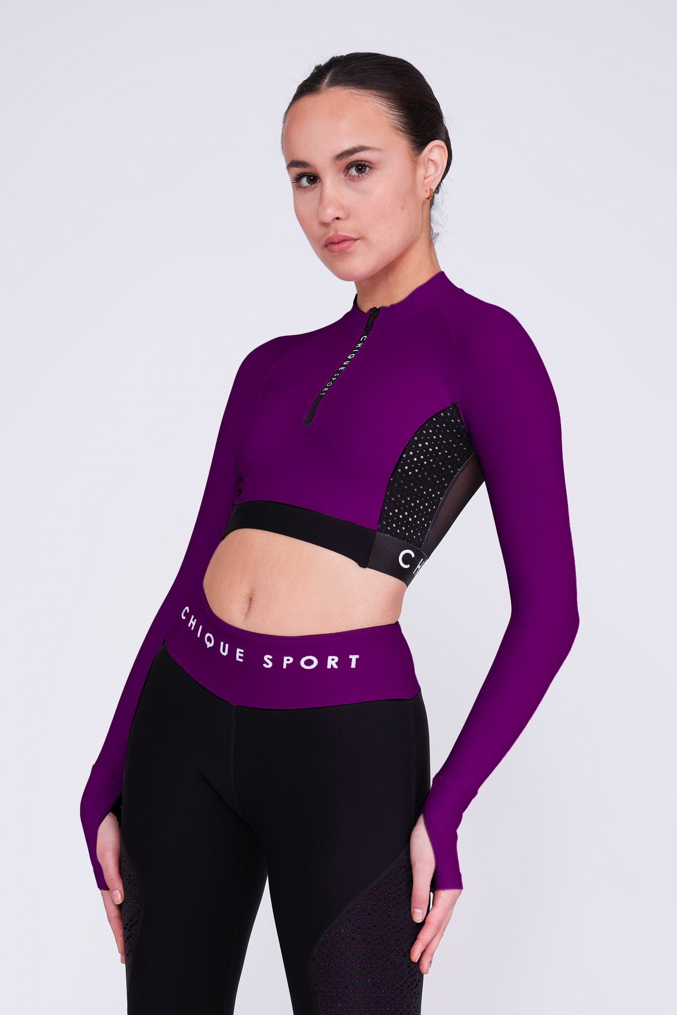 Ignite Long-Sleeve Crop Top in Berry