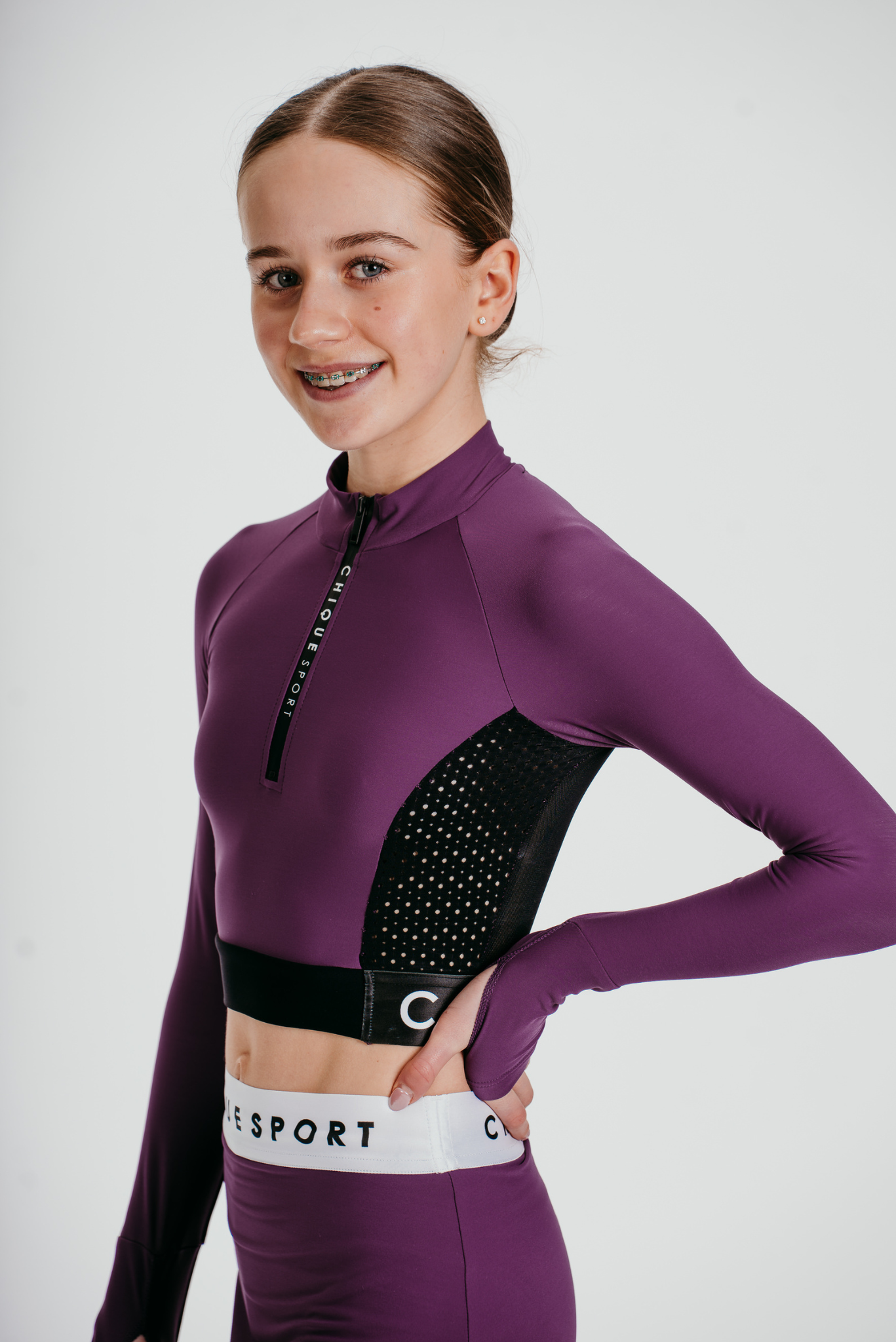 Ignite Long-Sleeve Crop in Berry