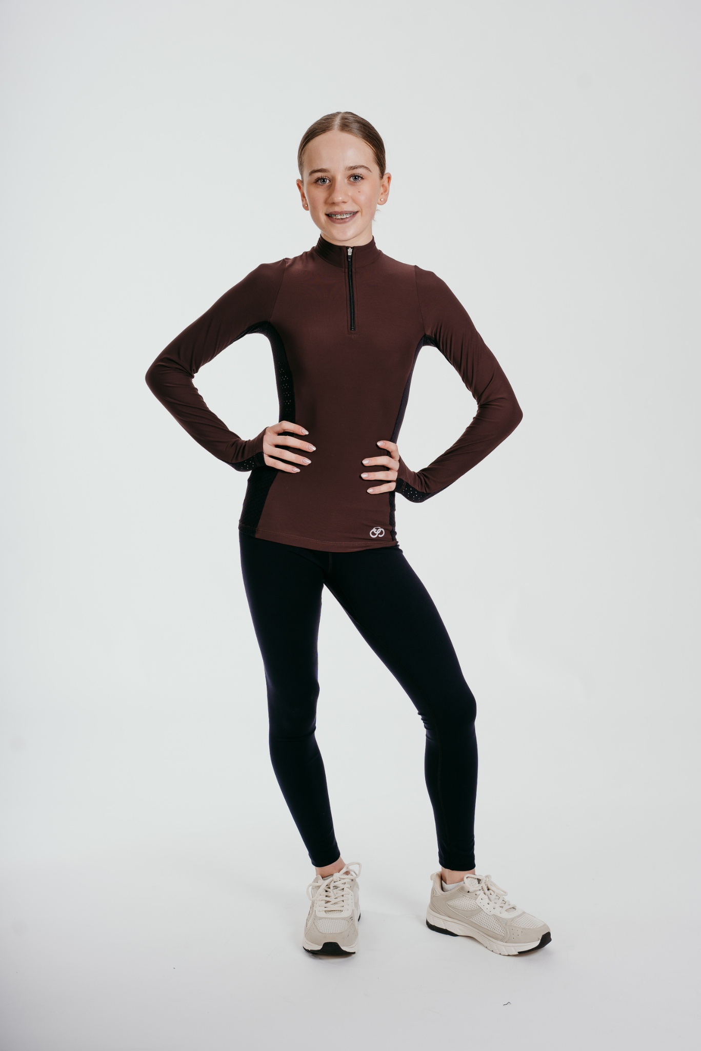 Inspire Half-Zip Top in Truffle