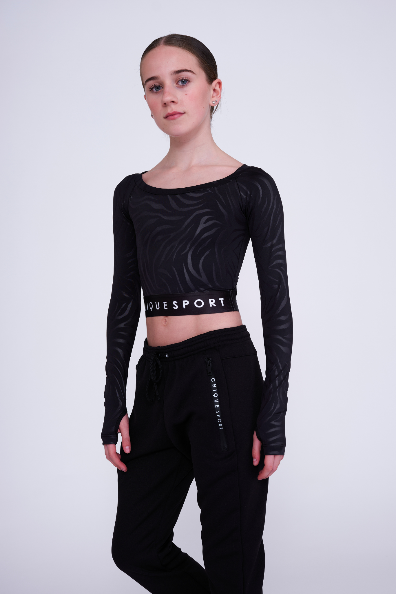 Empower Long-Sleeve Crop in Zebra