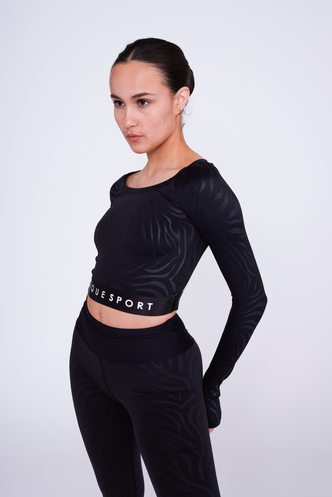 Empower Long-Sleeve Crop Top in Zebra