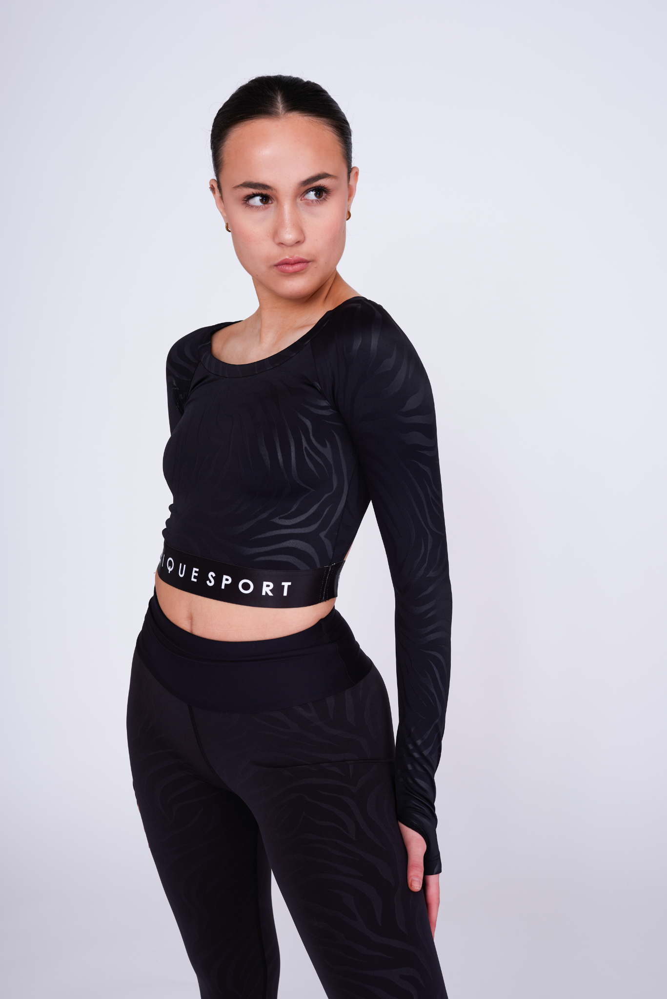 Empower Long-Sleeve Crop Top in Zebra