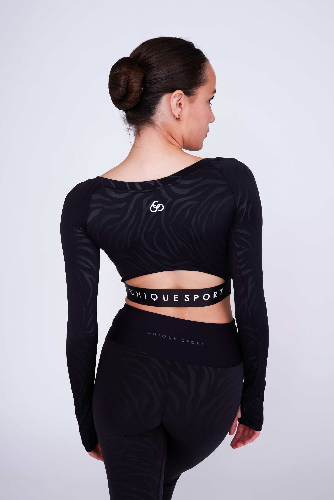 Empower Long-Sleeve Crop Top in Zebra