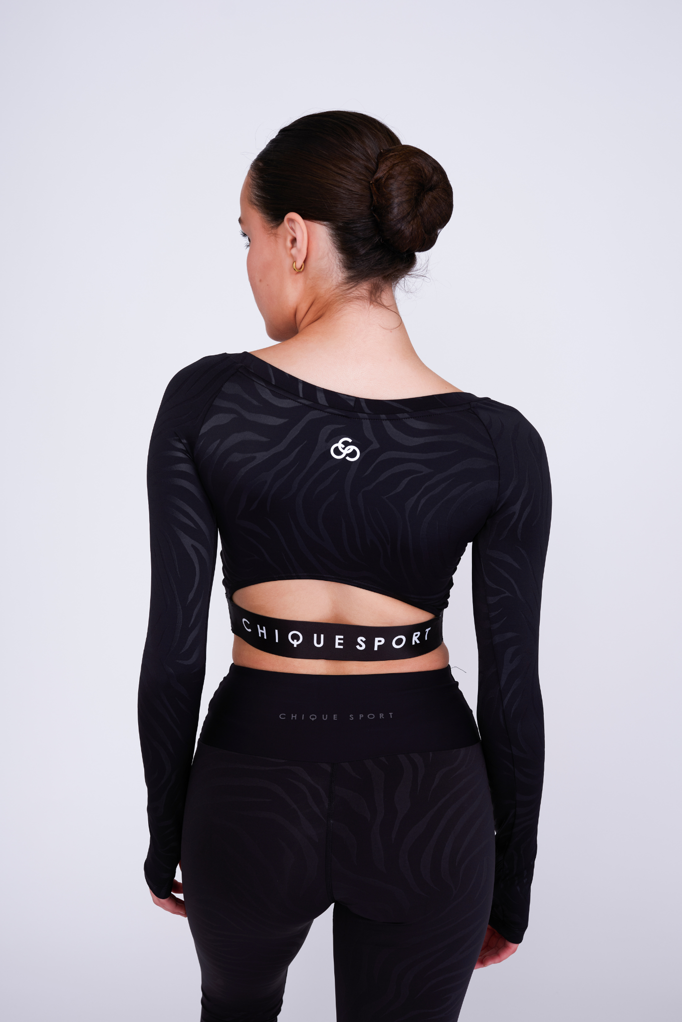 Empower Long-Sleeve Crop Top in Zebra