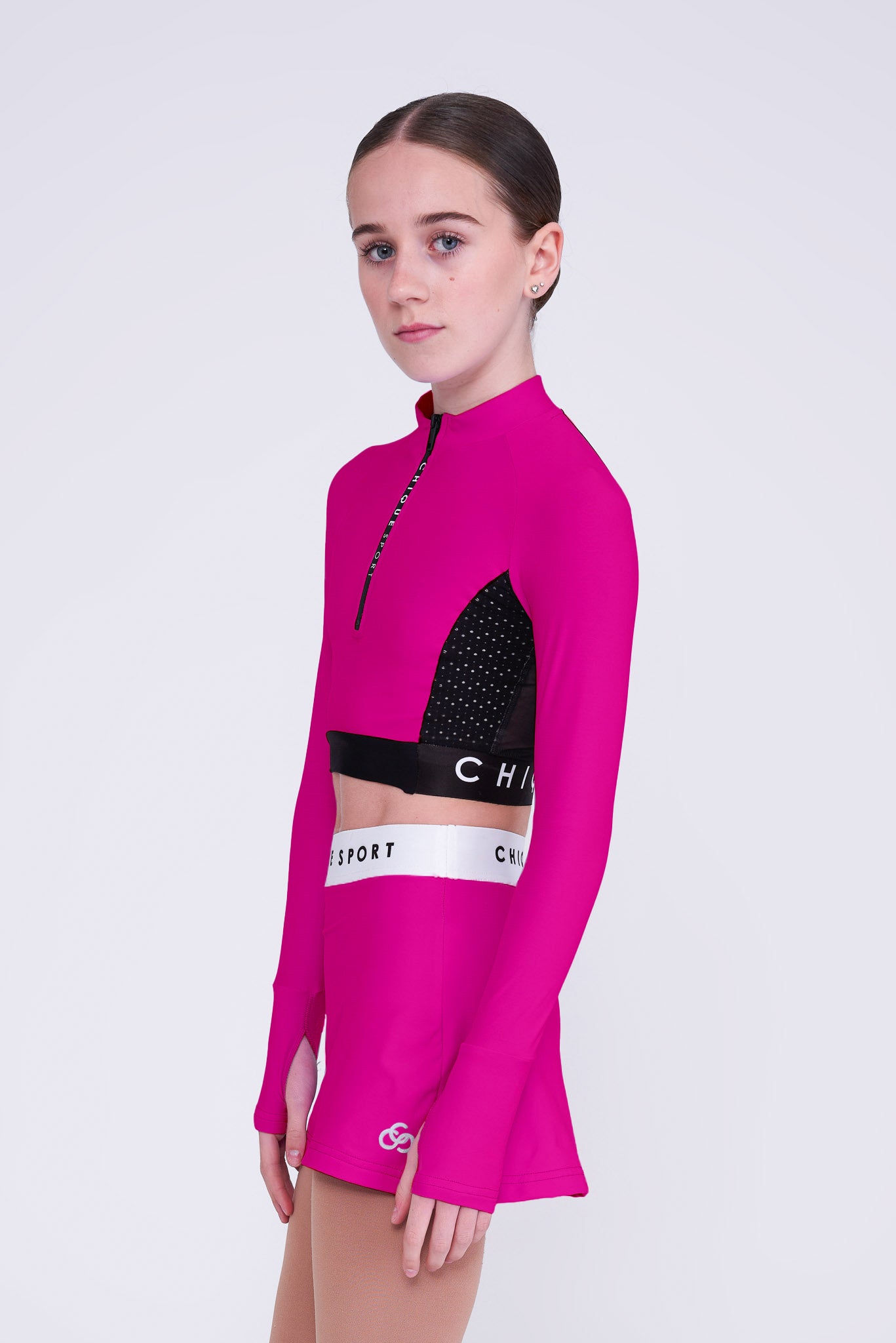 Ignite Long-Sleeve Crop in Fuchsia