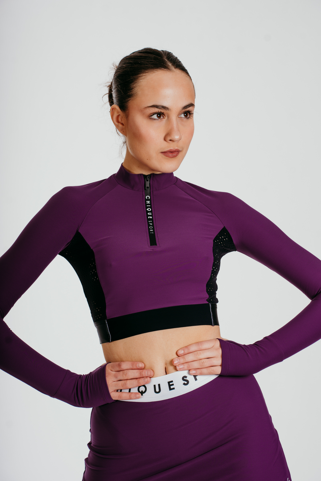 Ignite Long-Sleeve Crop Top in Berry