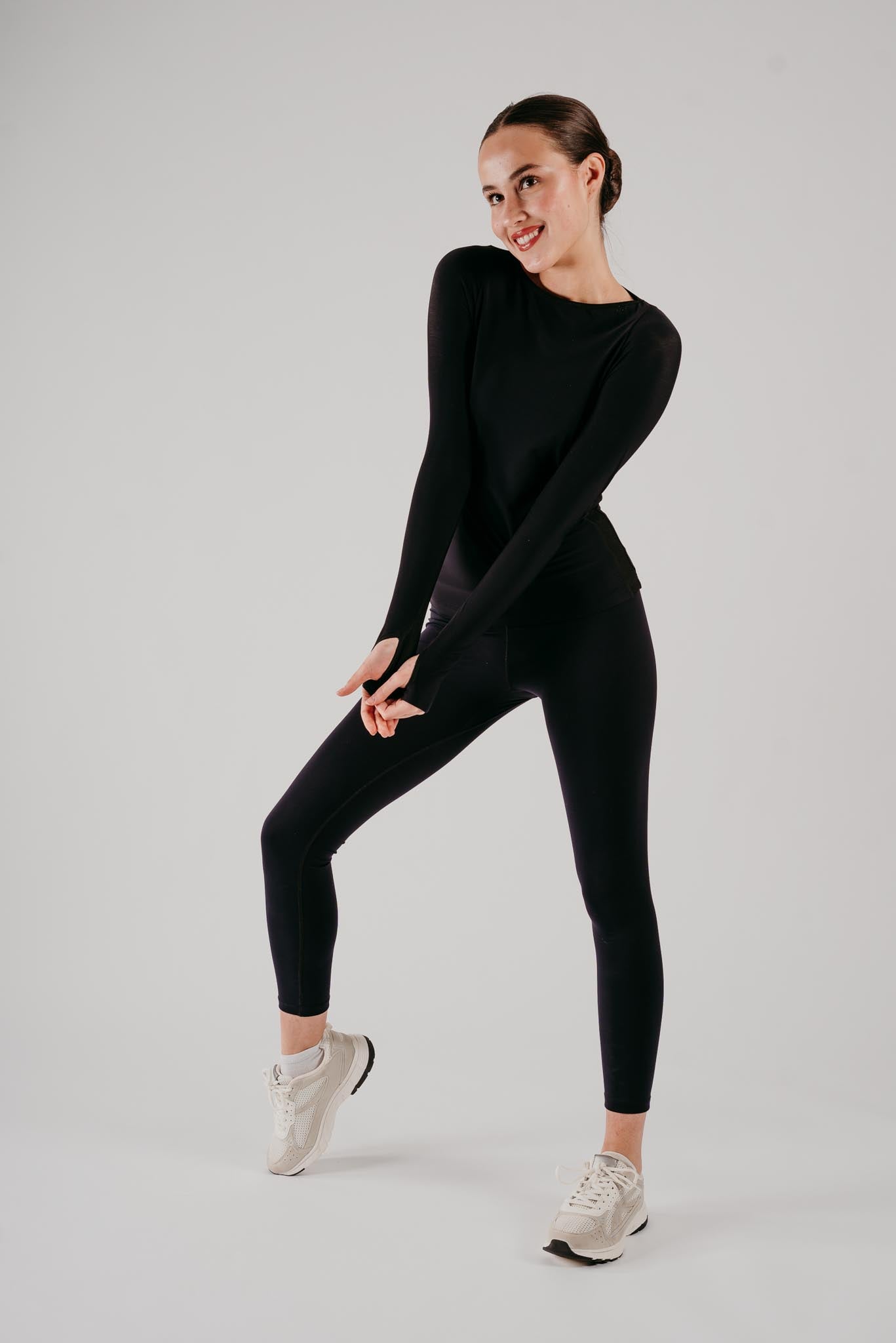 Figure Skating Phoenix Long Sleeve Top in Black | Chique Sport